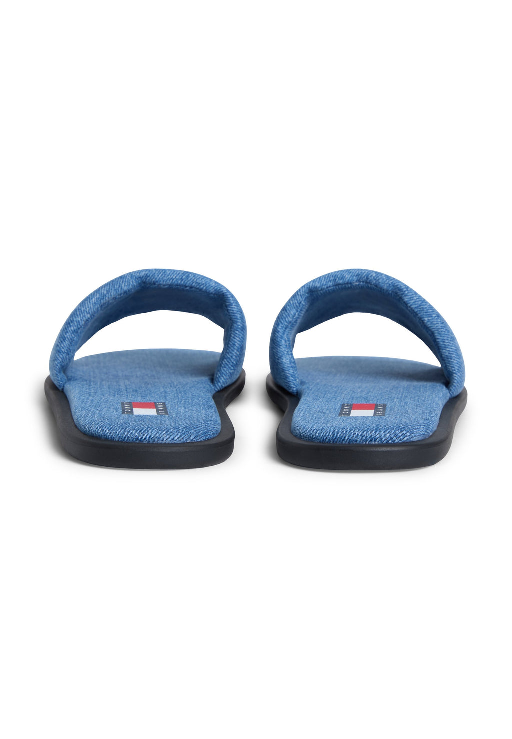 DENIM PADDED STRAP SLIDES - Mules - blue denim