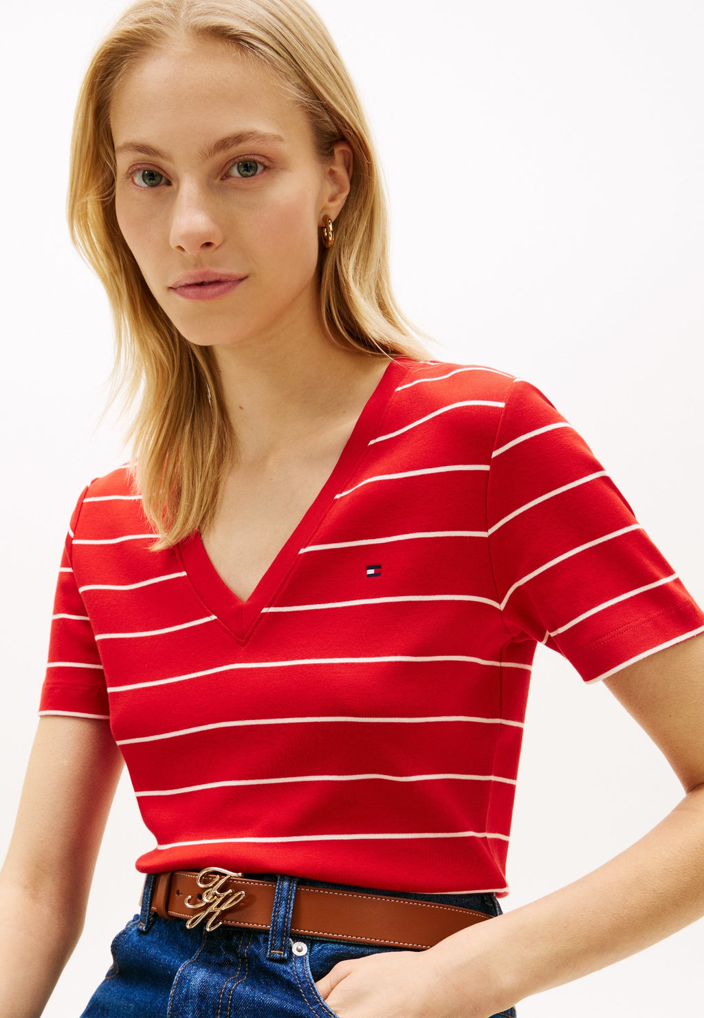 TEE-SHIRT COL EN V AJUSTÉ - T-shirt basique - fireworks/calico
