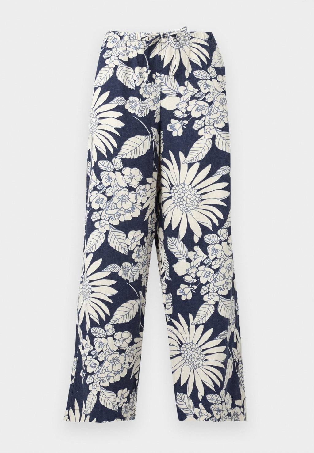 WIDE LEG PRINT - Trousers - military blue