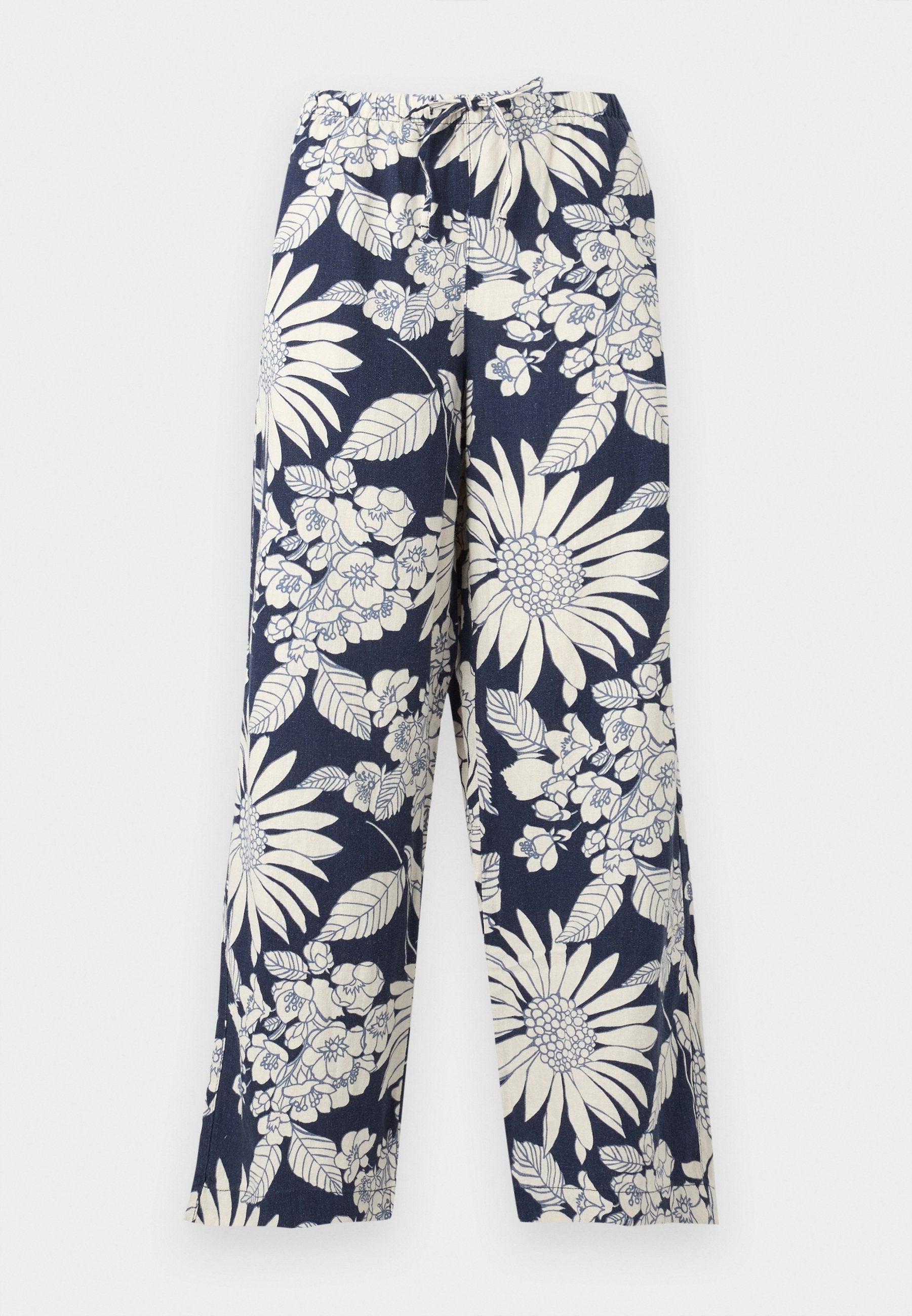 WIDE LEG PRINT - Trousers - military blue