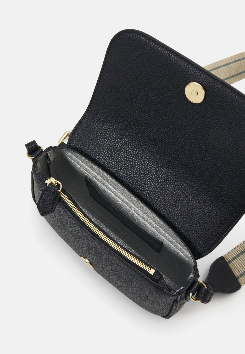 FLAP CROSS - Cross body bag - nero/silver-coloured