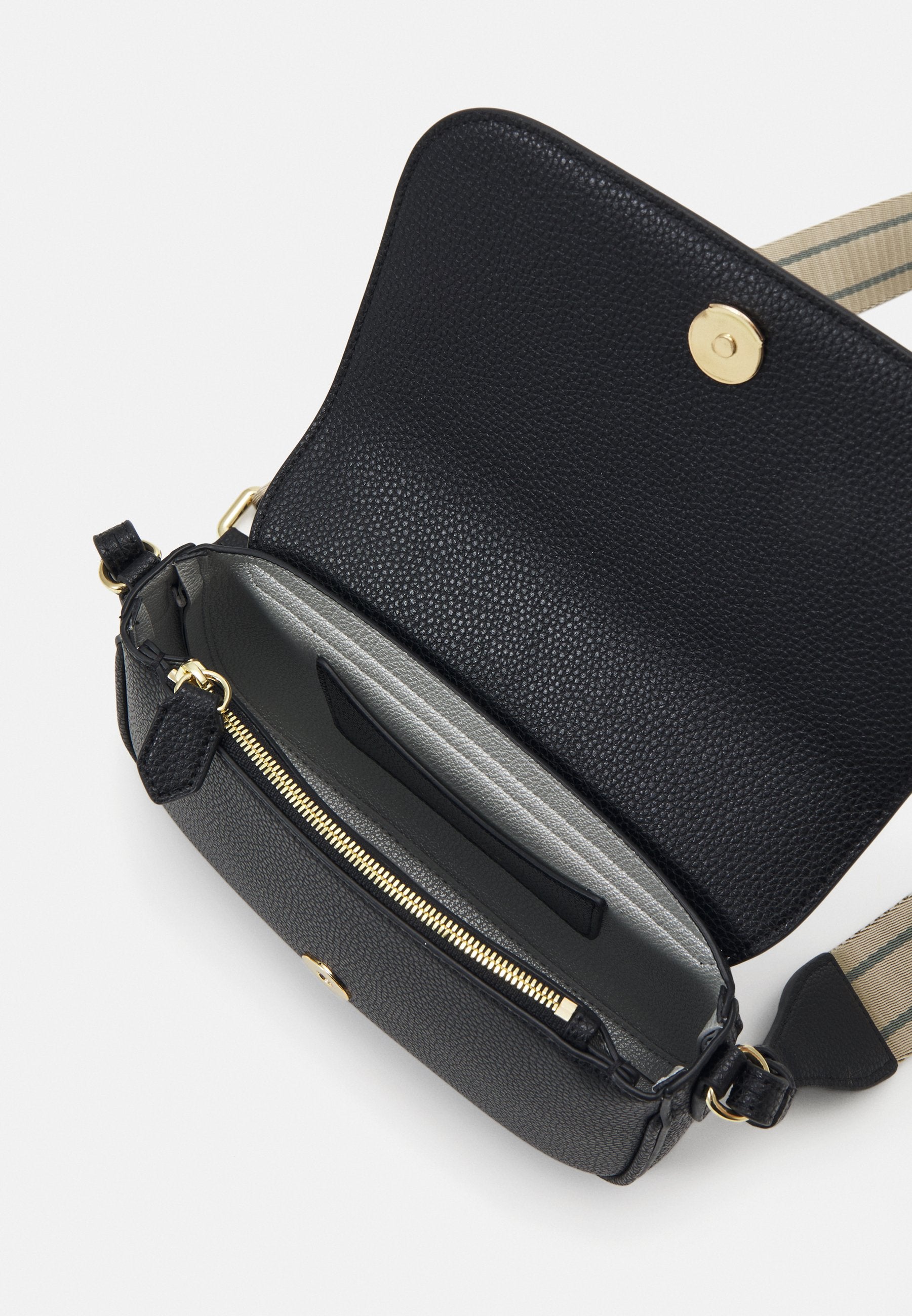 FLAP CROSS - Cross body bag - nero/silver-coloured