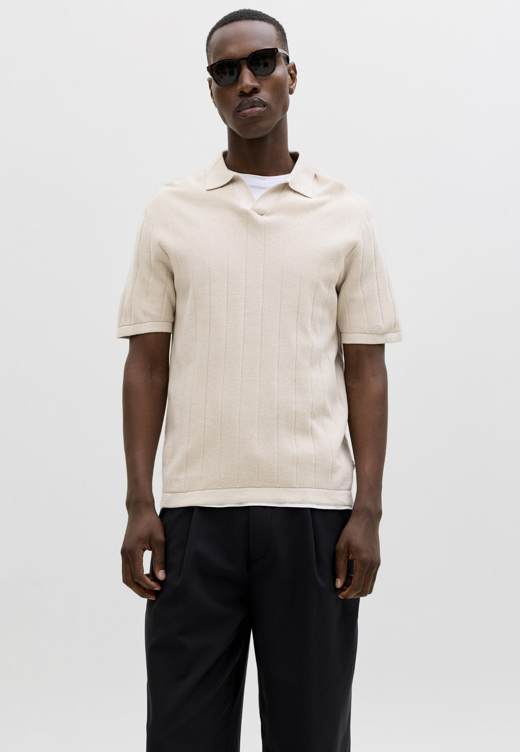 Knitted Knitted - Polo shirt - moonbeam