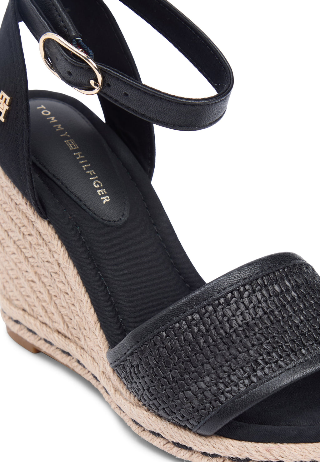 RAFFIA STRAP HIGH WEDGE ESPADRILLES - Wedge sandals - black