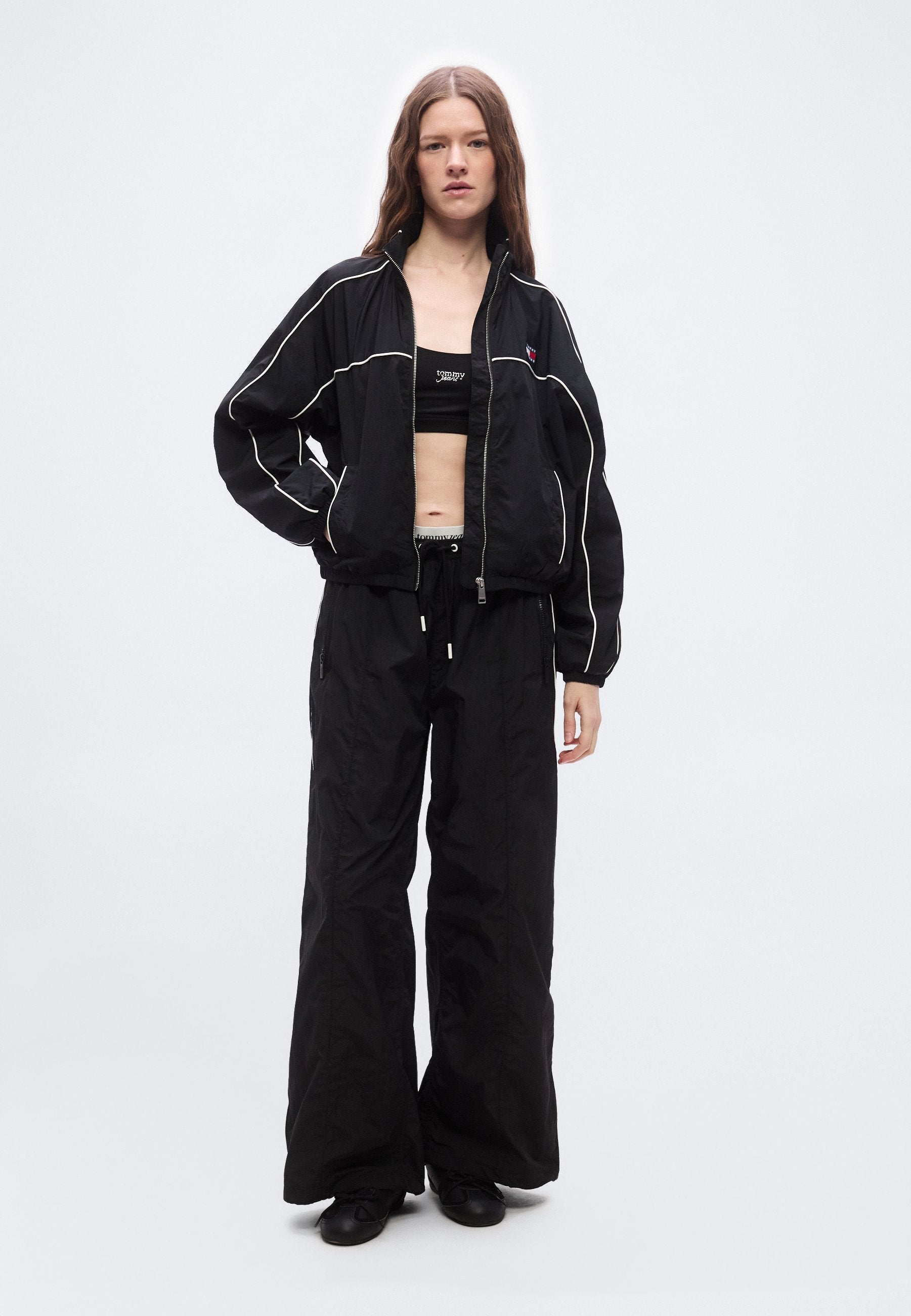 REPEAT LOGO TAPE WIDE LEG JOGGERS - Tracksuit bottoms - black