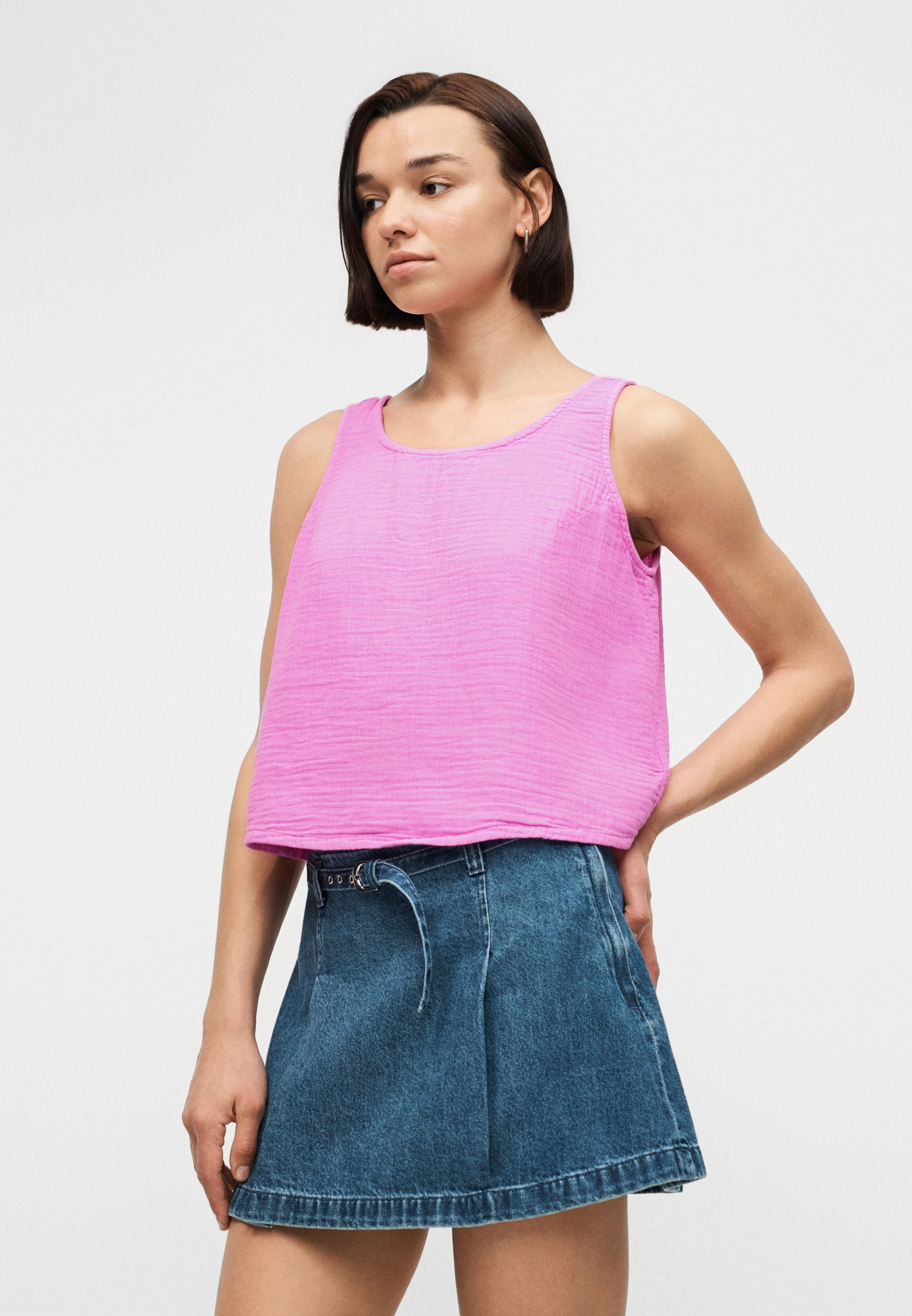 RACER SHELL GAUZE - Blouse - neon pink glow