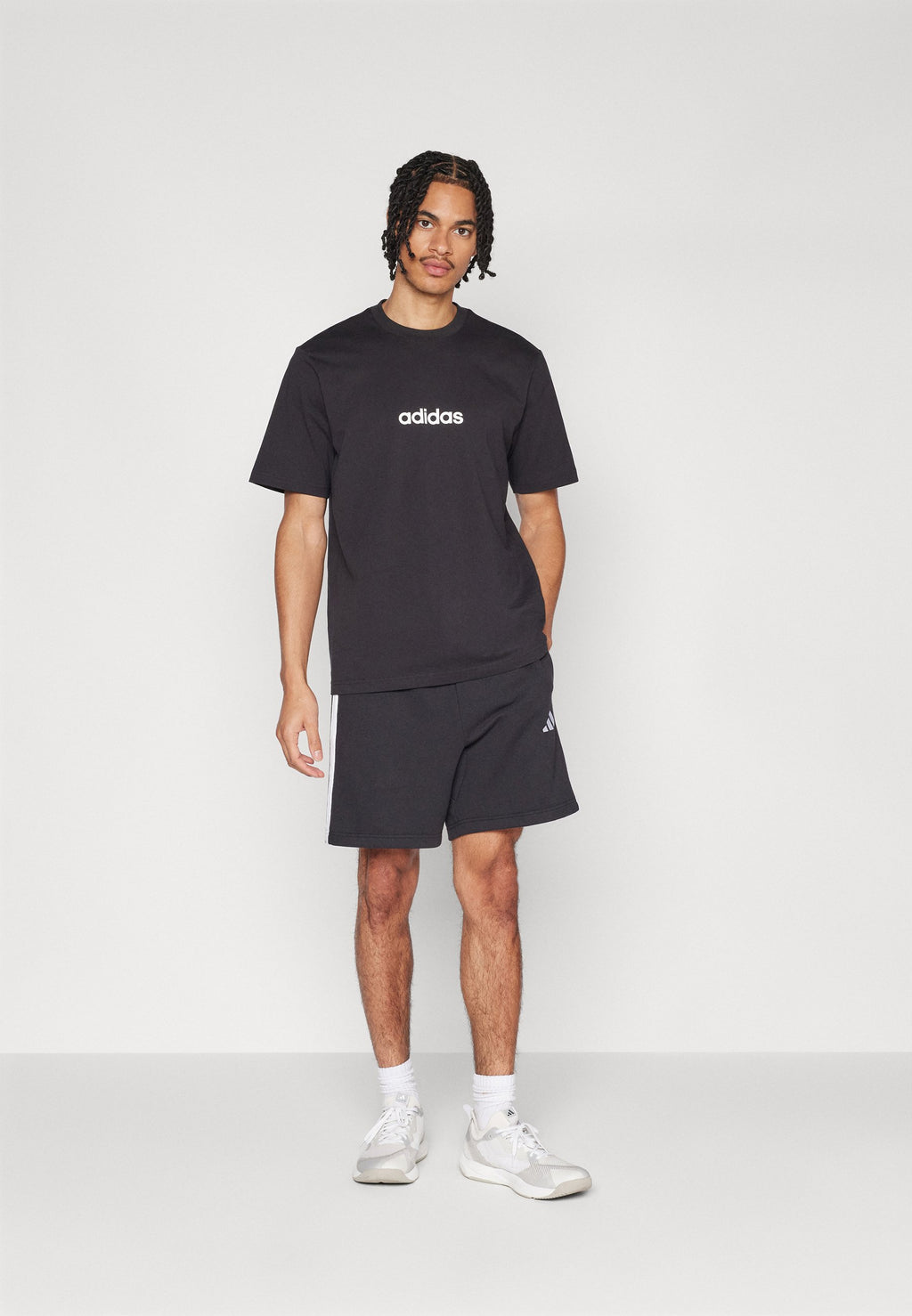 ESSENTIALS THREE STRIPES FRENCH TERRY - Sports shorts - black/white