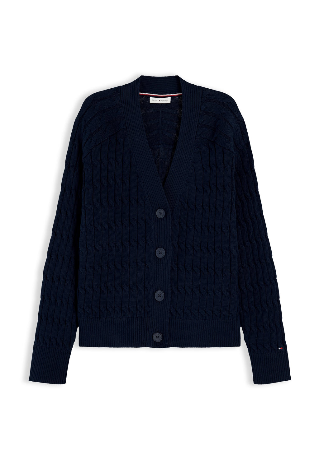 CABLE V NECKK CARDI - Cardigan - dark night navy