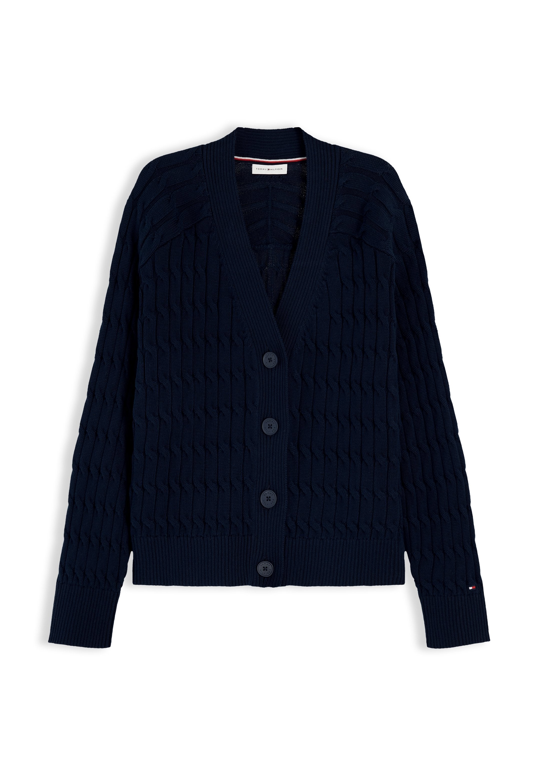 CABLE V NECKK CARDI - Cardigan - dark night navy