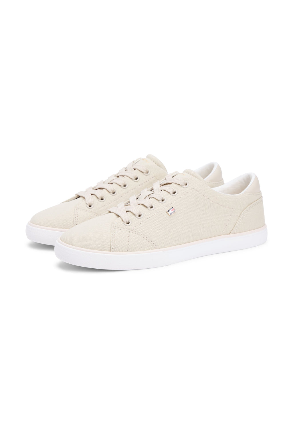 LOW PROFILE CANVAS LACE-UP TRAINERS - Trainers - classic beige