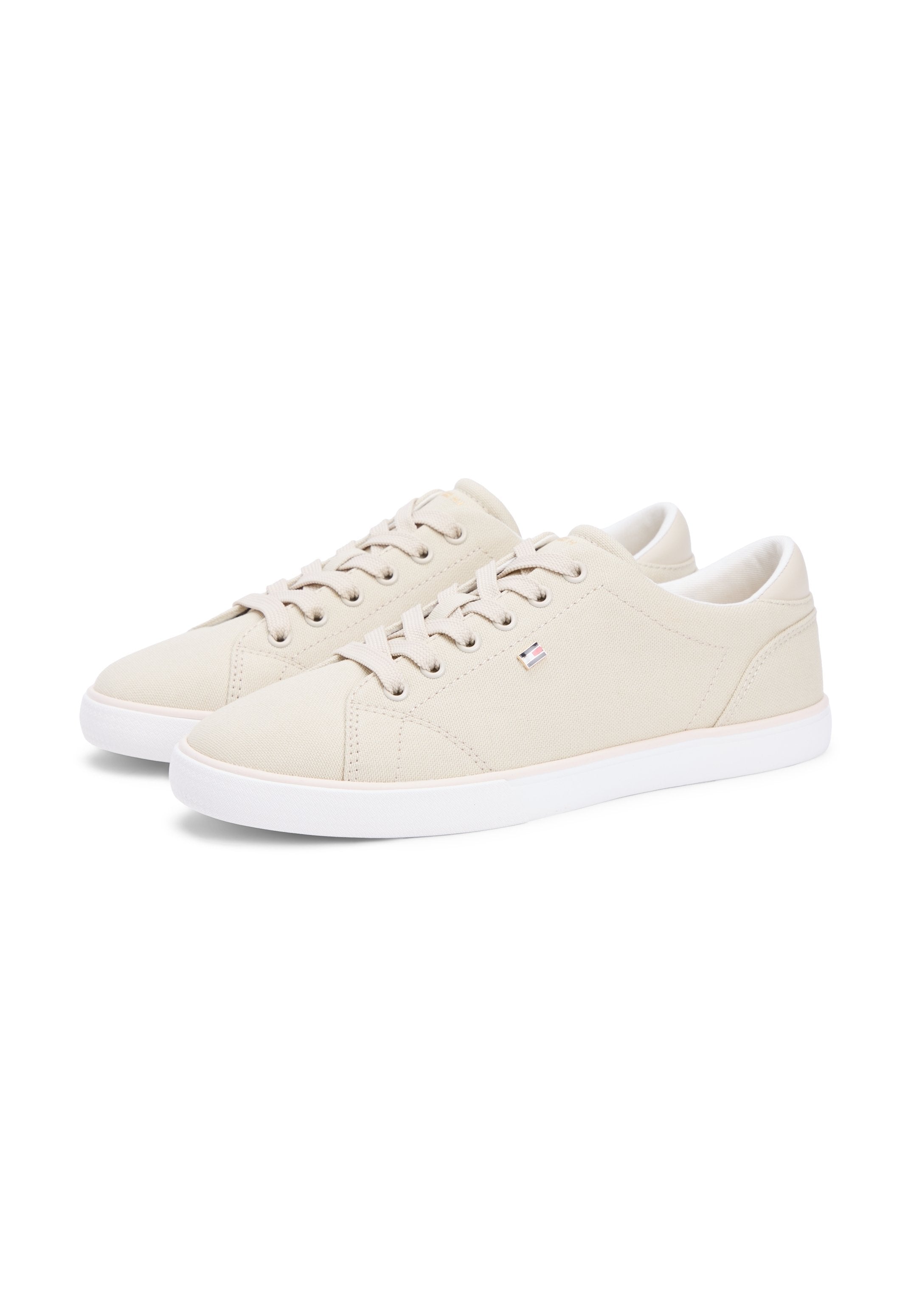 LOW PROFILE CANVAS LACE-UP TRAINERS - Trainers - classic beige
