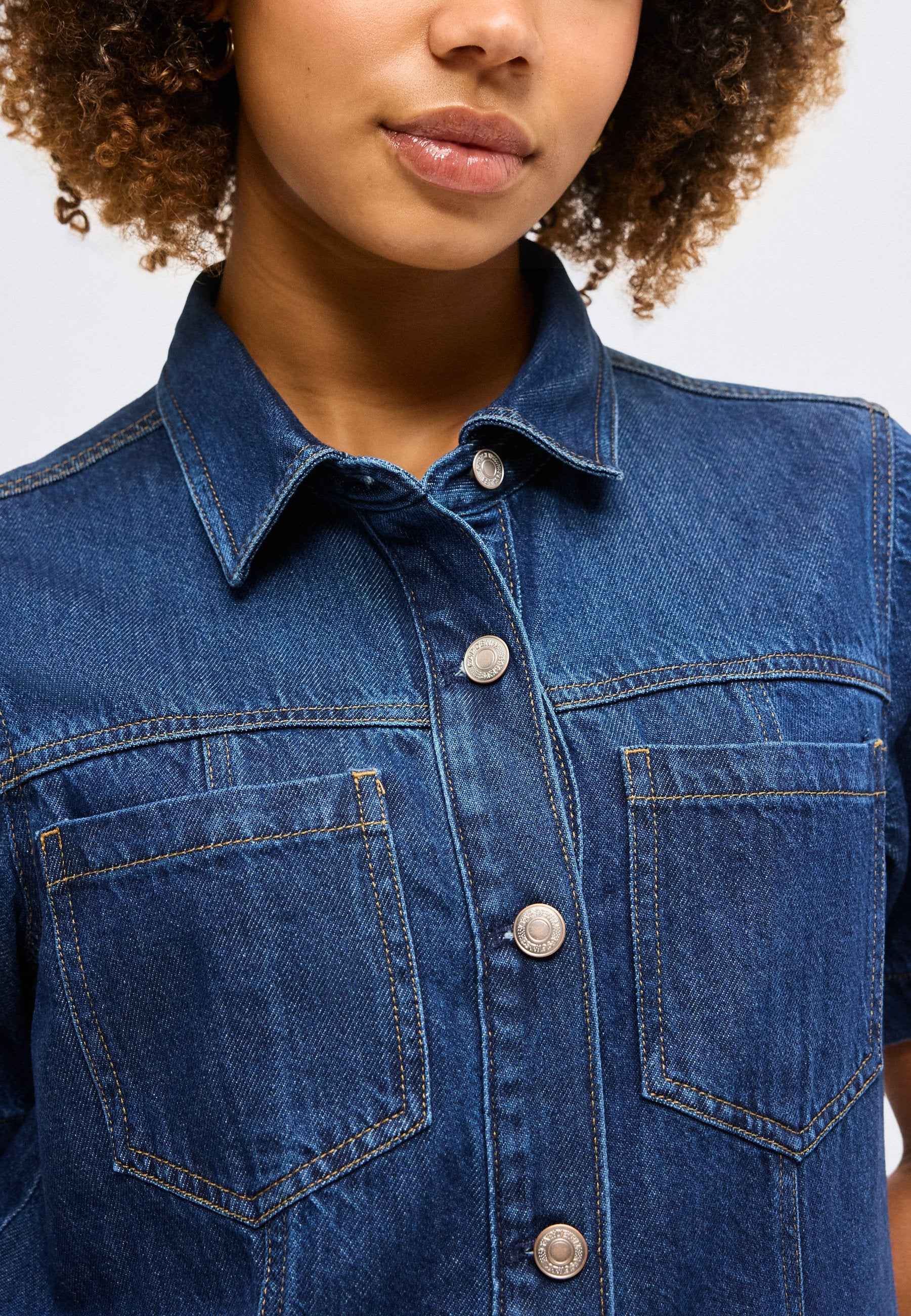 SHANK FRONT SHIRTDRESS - Denim dress - dark wash