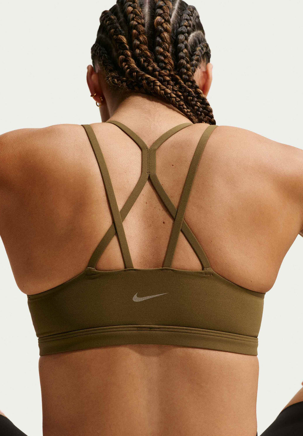 W NK DF ZENVY STRAPPY BRA - Soutien-gorge de sport à maintien léger - olive flak/white