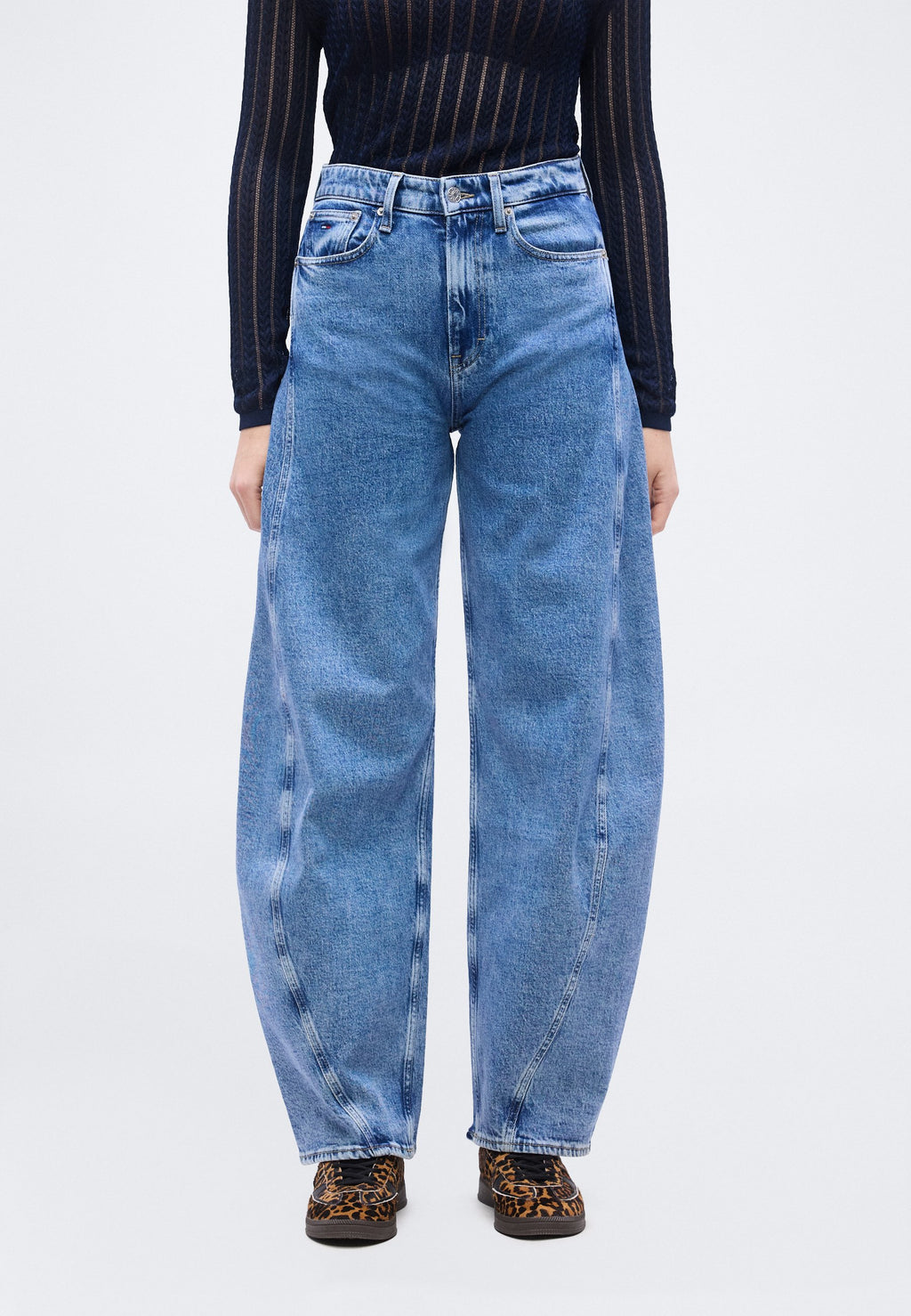 MID RISE TWIST SEAM BARREL LEG JEANS - Loose Jeans - denim medium