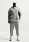 CLUB - Tracksuit bottoms - dk grey heather/lt smoke grey/white