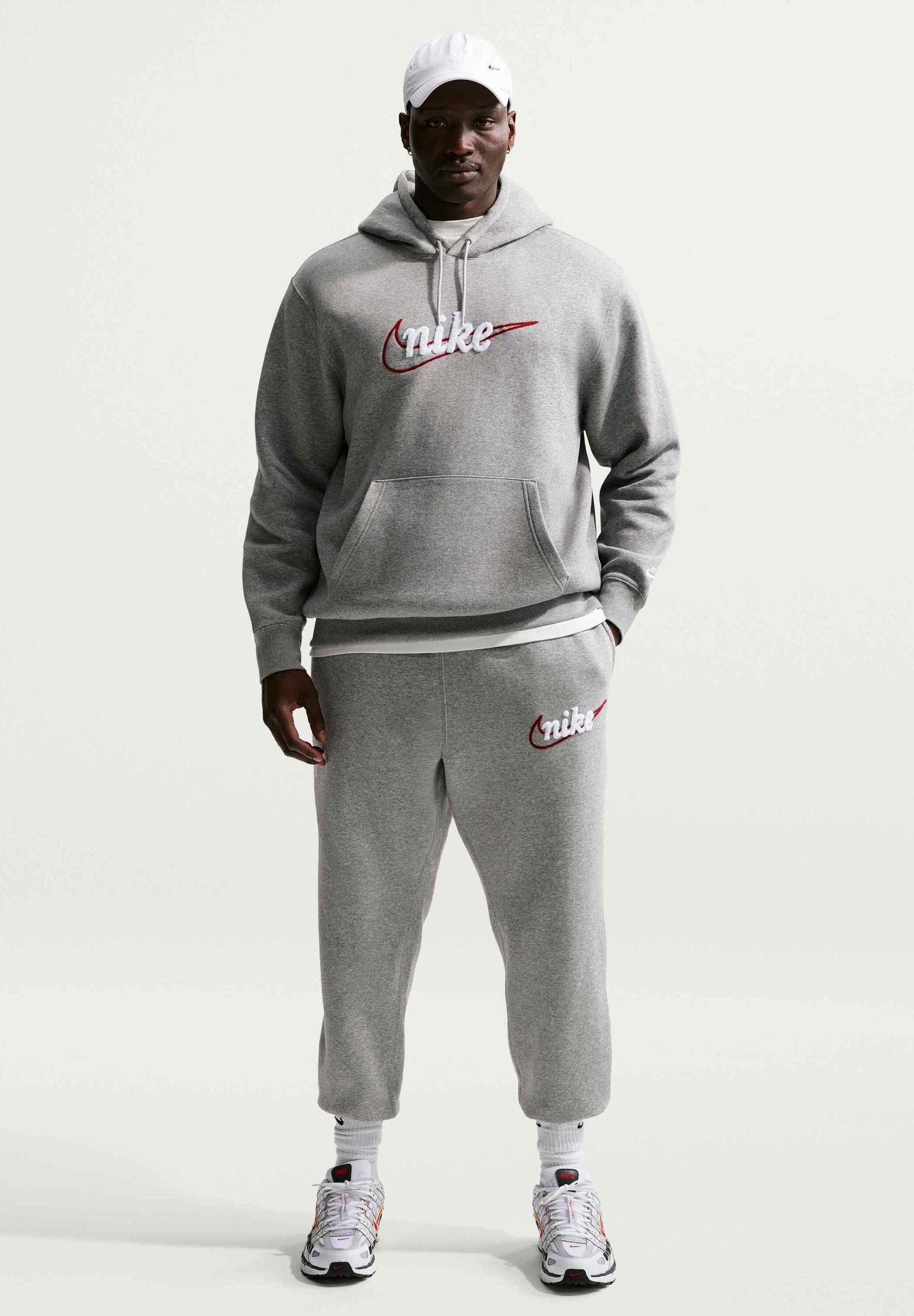 CLUB - Tracksuit bottoms - dk grey heather/lt smoke grey/white
