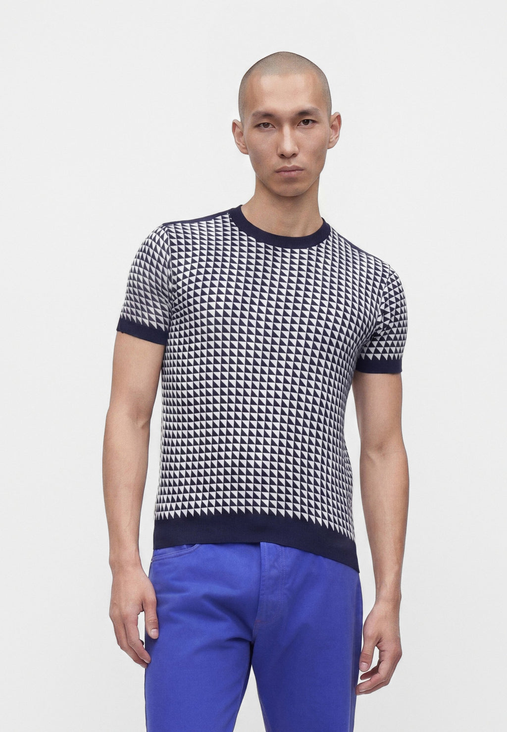 TRIANGLES  - Print T-shirt - navy/white