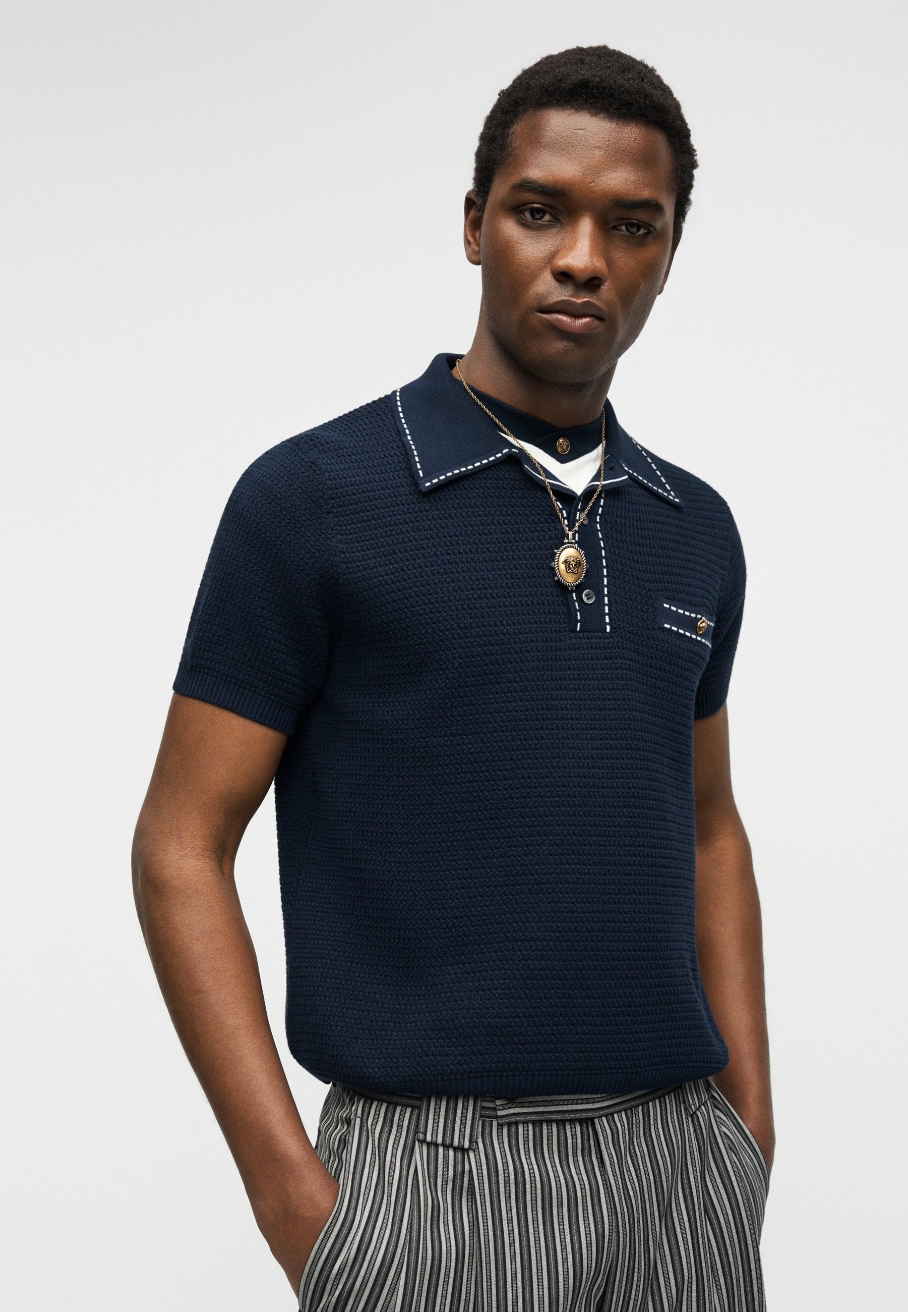 SWEATER TRATTEGGI - Polo shirt - navy