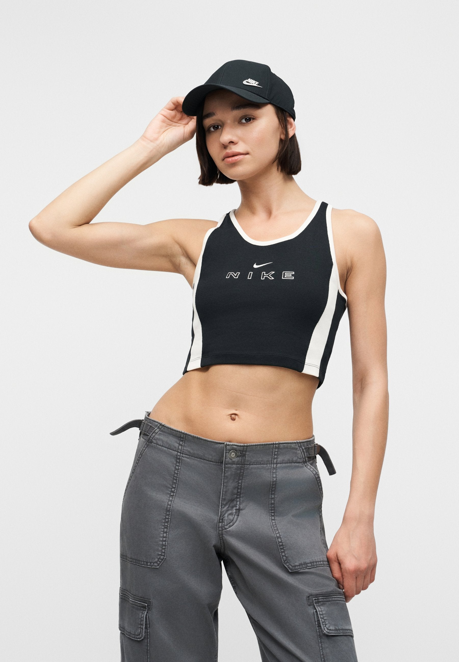 STREET CROP TANK - Top - black/chalk