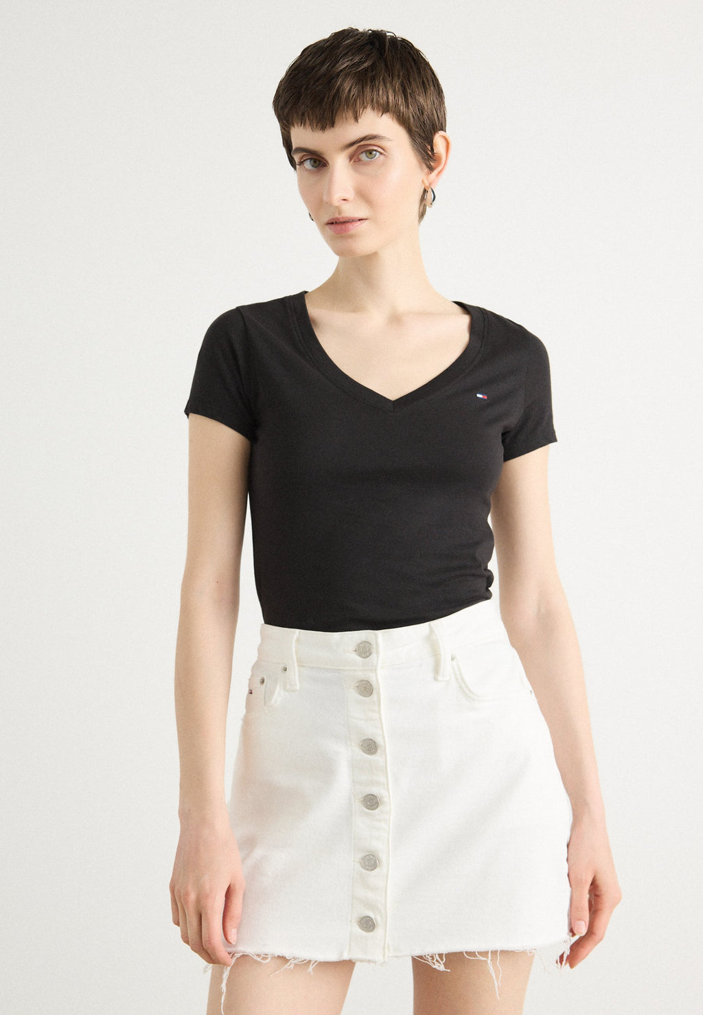 V NECK TEE 2 PACK - Basic T-shirt - black
