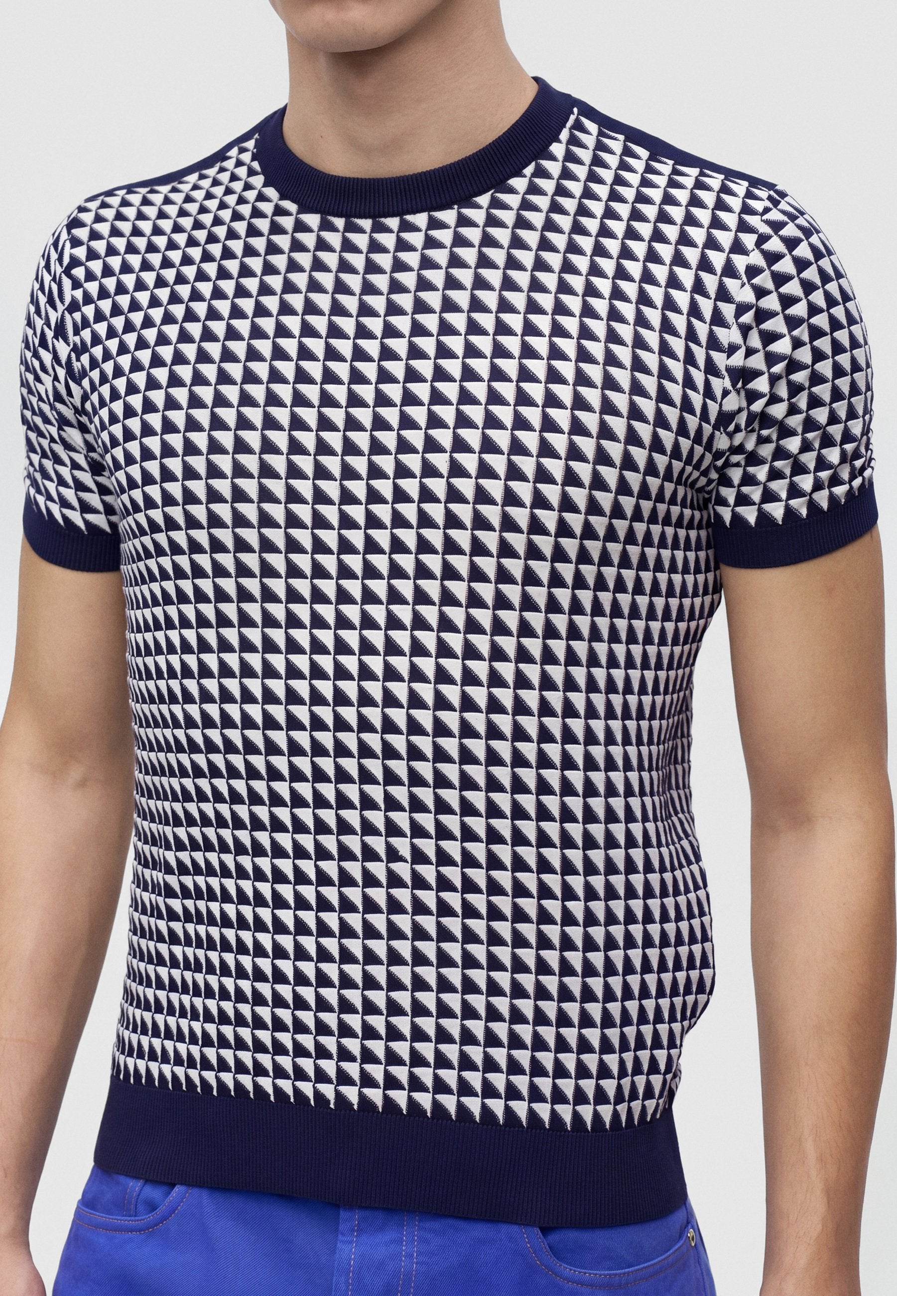 TRIANGLES  - Print T-shirt - navy/white