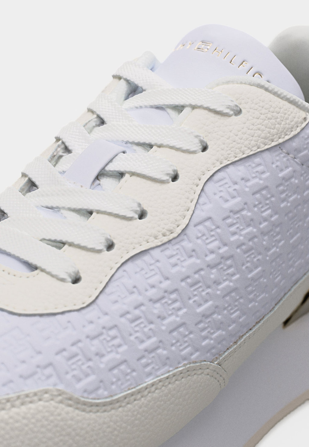 TH MONOGRAM LEATHER MIXED TEXTURE TRAINERS - Trainers - white/ecru