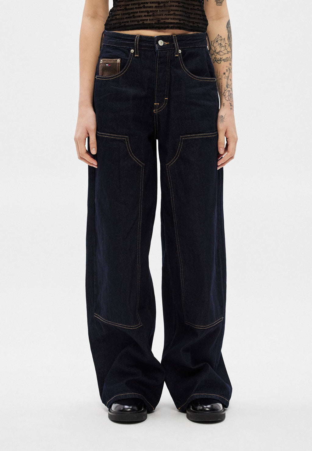 KNEE PANEL MID RISE LOOSE JEANS - Loose Jeans - denim dark