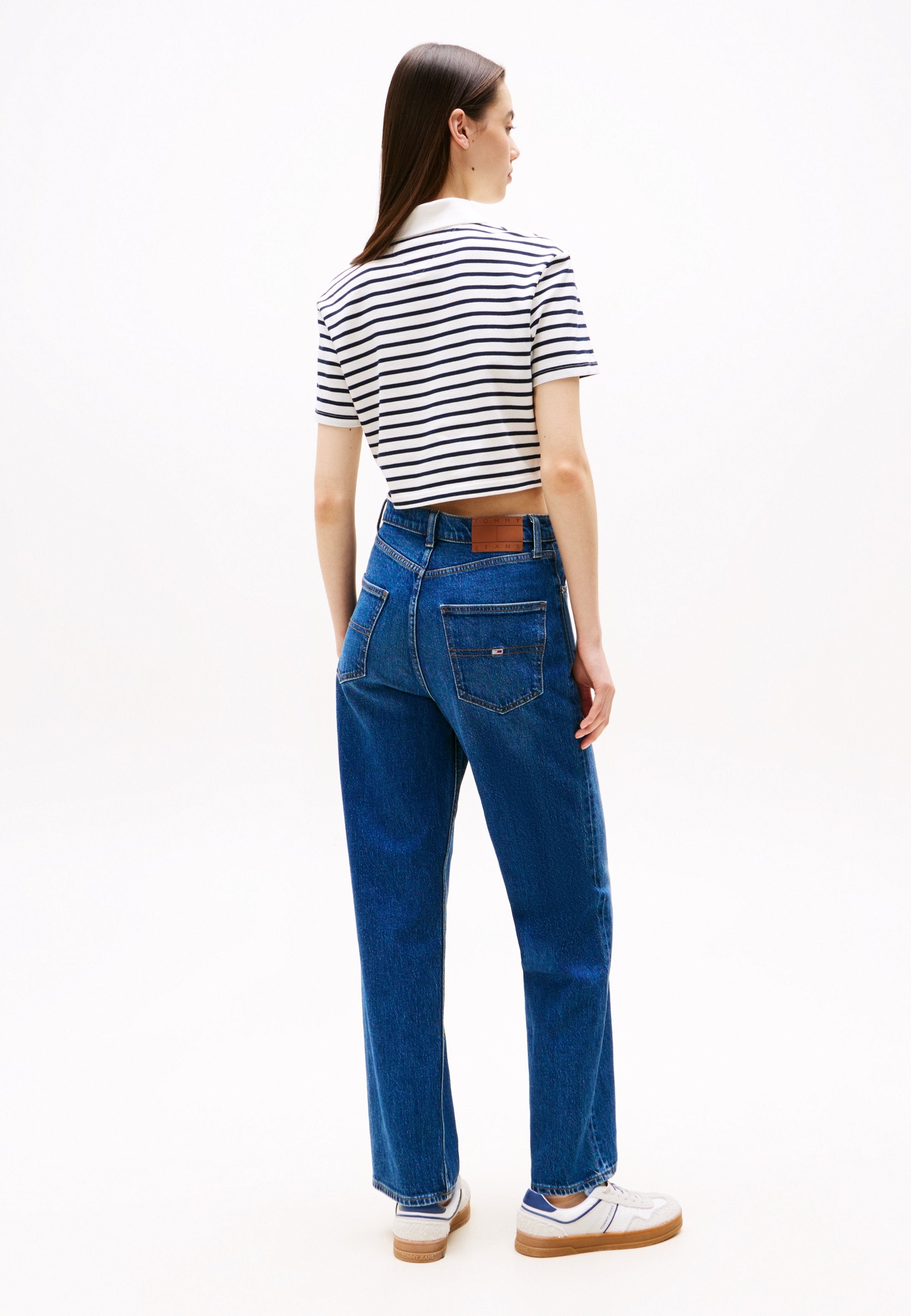 YÜKSEK BEL SLİM DÜZ PAÇA JEAN - Düz paça jean - koyu denim