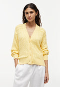 CABLE V NECKK CARDI - Cardigan - citronella