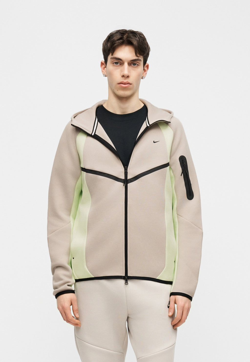 M NK TECH FLC PRO WR FZ JACKET - Sweat zippé - cream/liquid lime/black