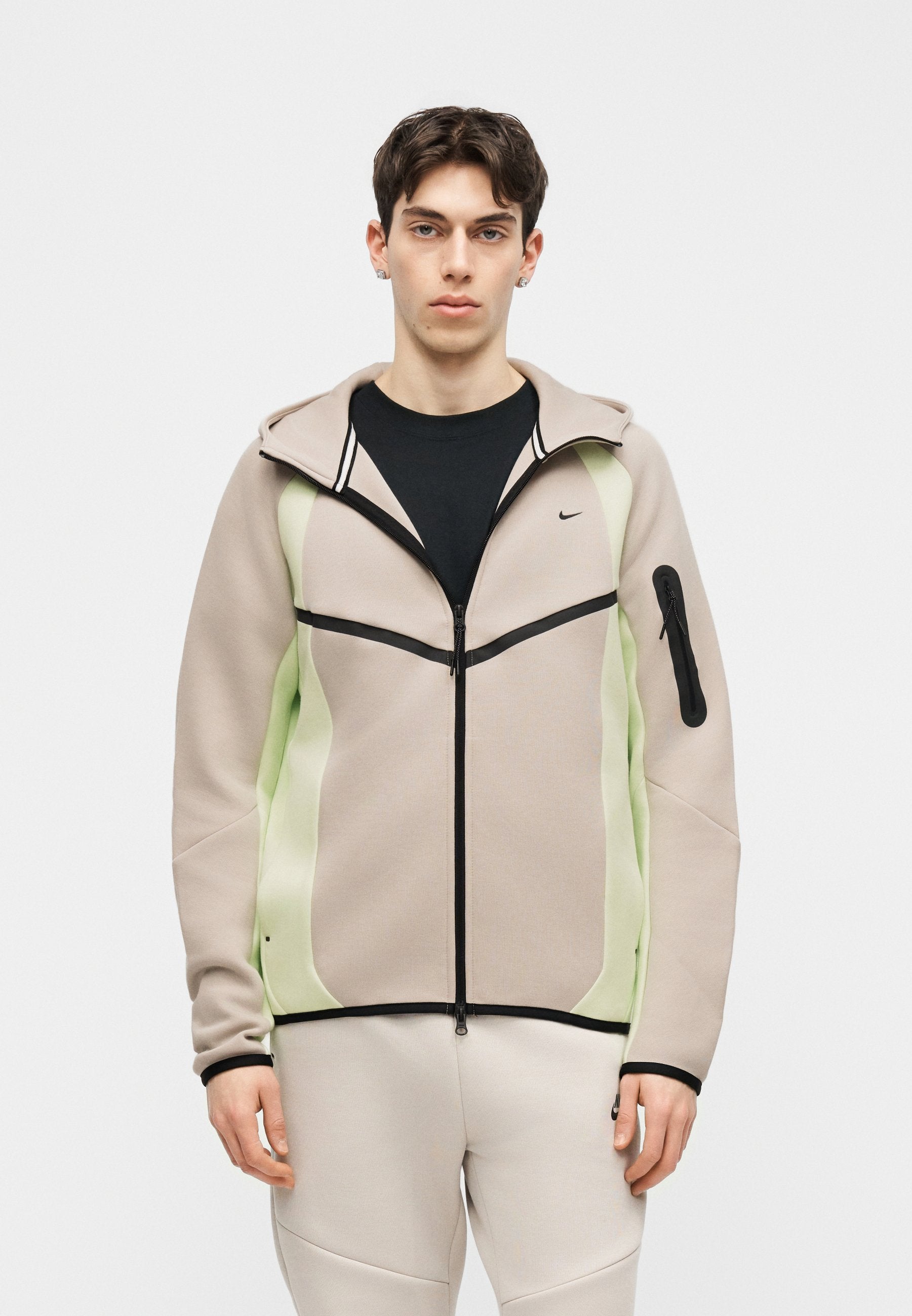 M NK TECH FLC PRO WR FZ JACKET - Sweat zippé - cream/liquid lime/black