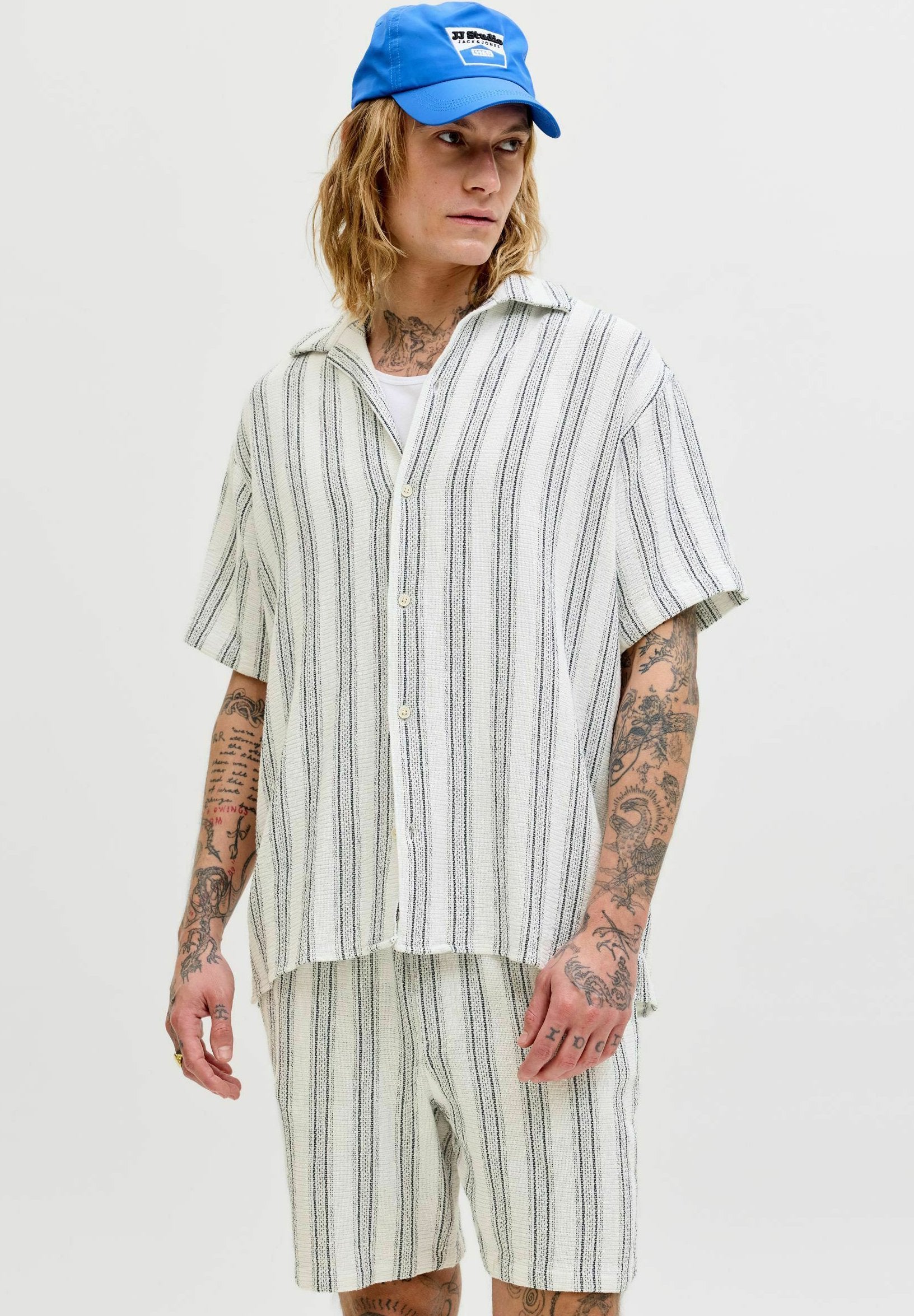 JORCOBA STRIPE RESORT SHIRT SS SN - Chemise - cloud dancer