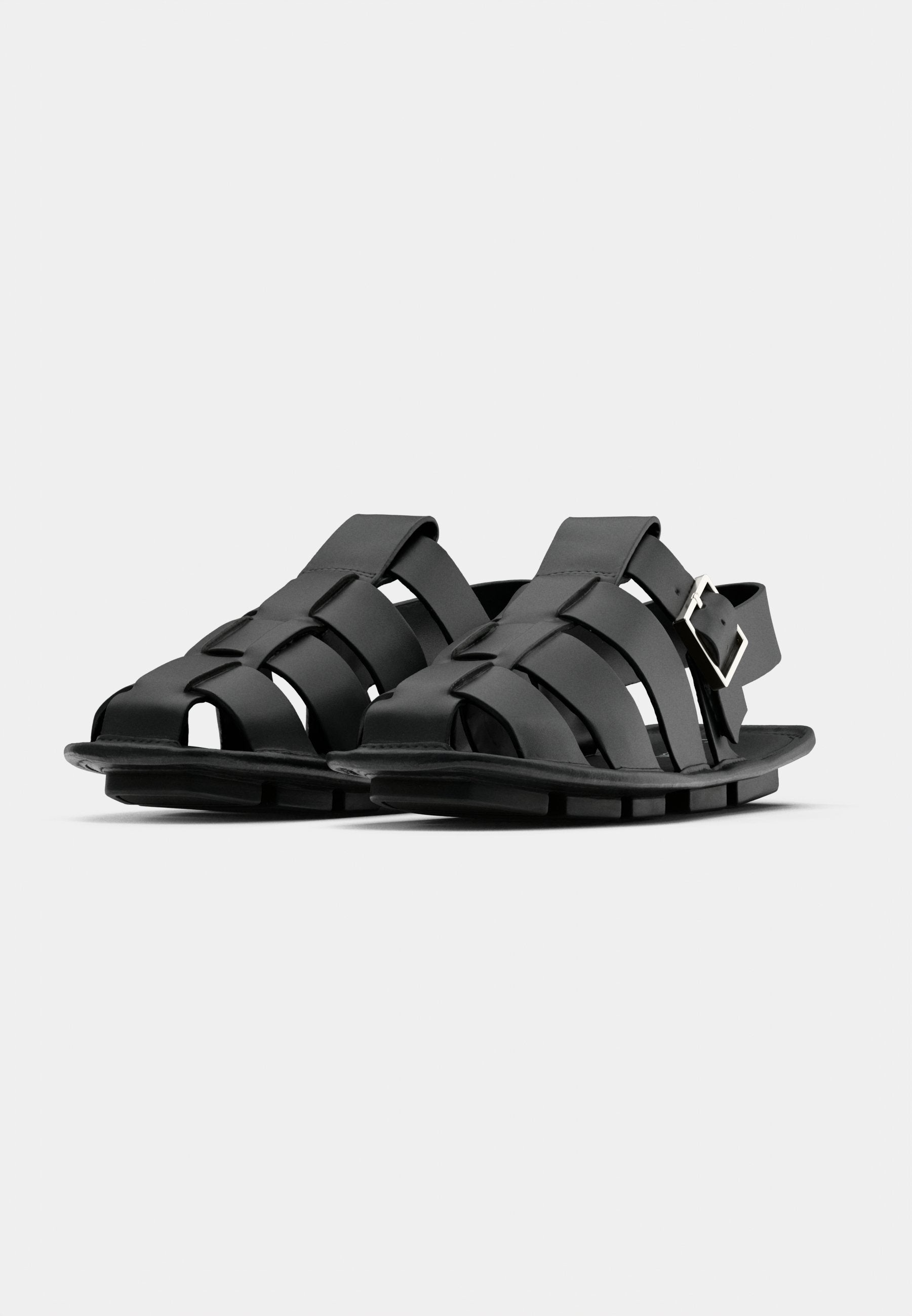 SQUARE FLAT FISHERMAN - Sandals - triple black