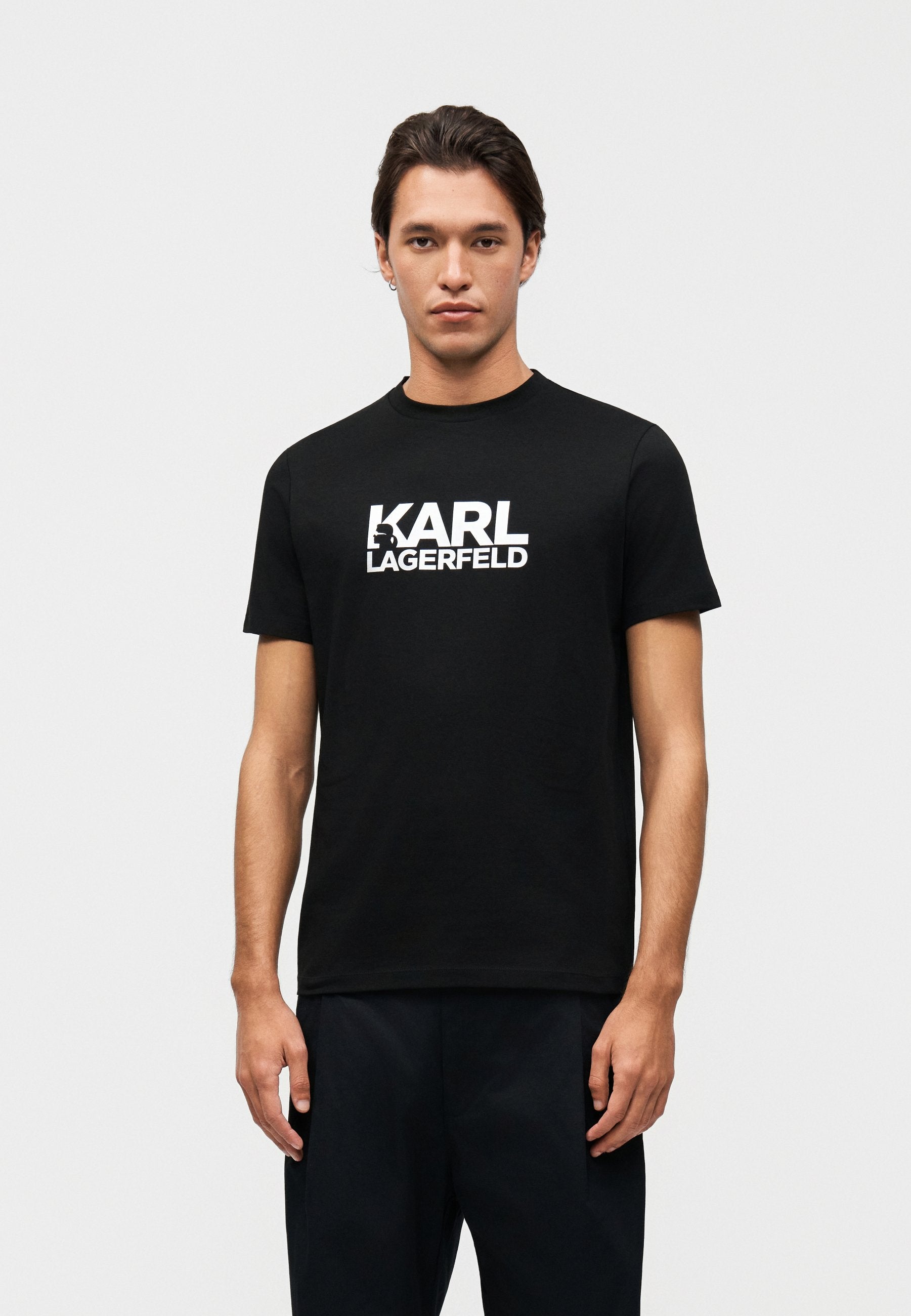 CREW NECK - Print T-shirt - black/silver-coloured