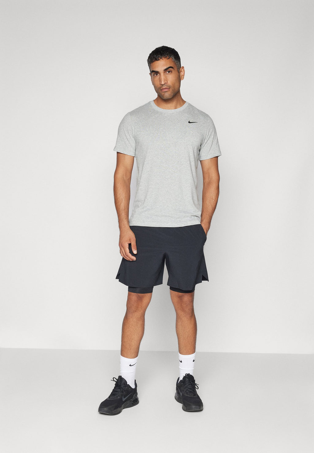 TEE CREW SOLID - Sports T-shirt - dark grey heather/black