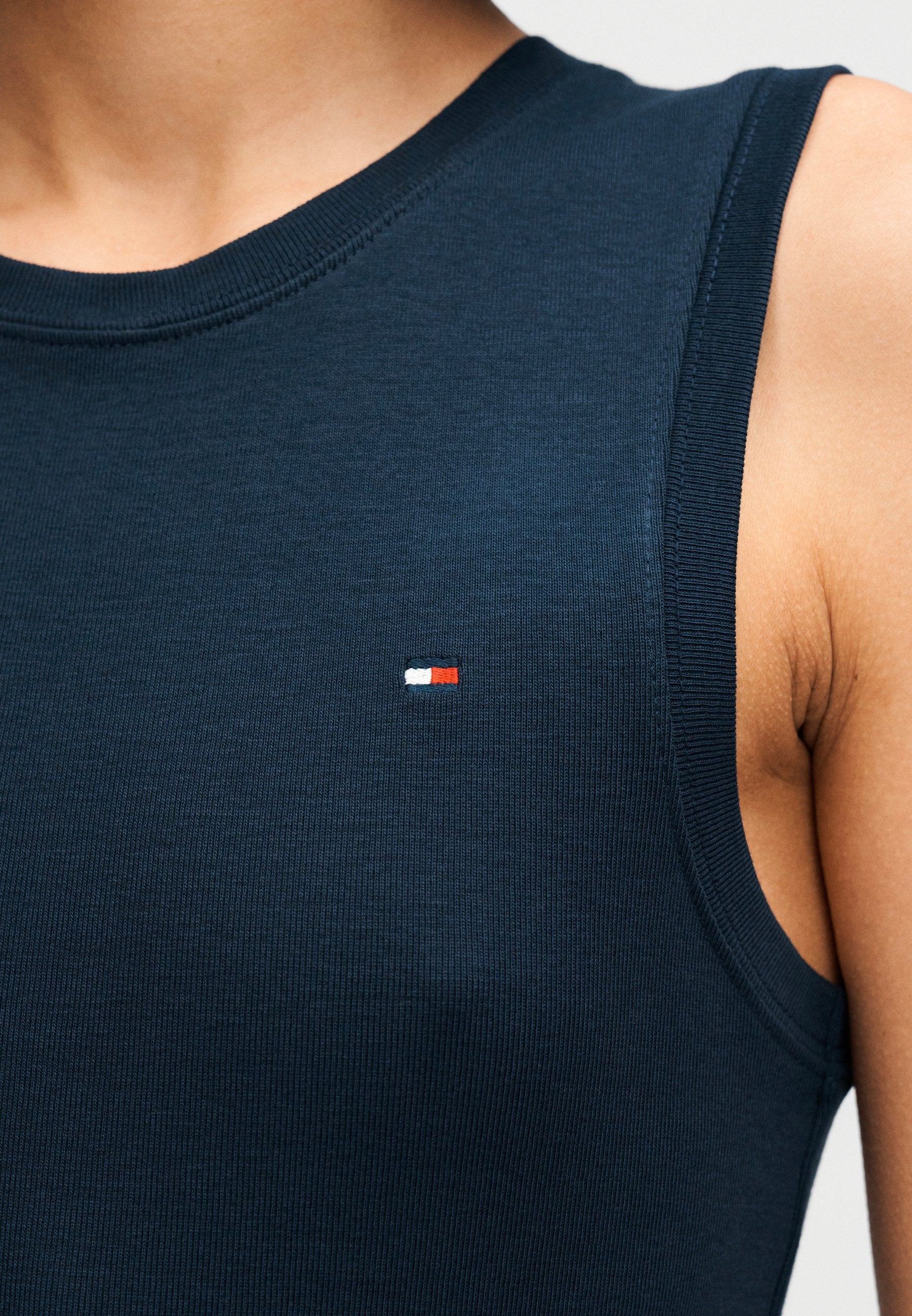 DAR KESİM BİSİKLET YAKA KUMAŞ TANK TOP - Üst - koyu gece mavisi