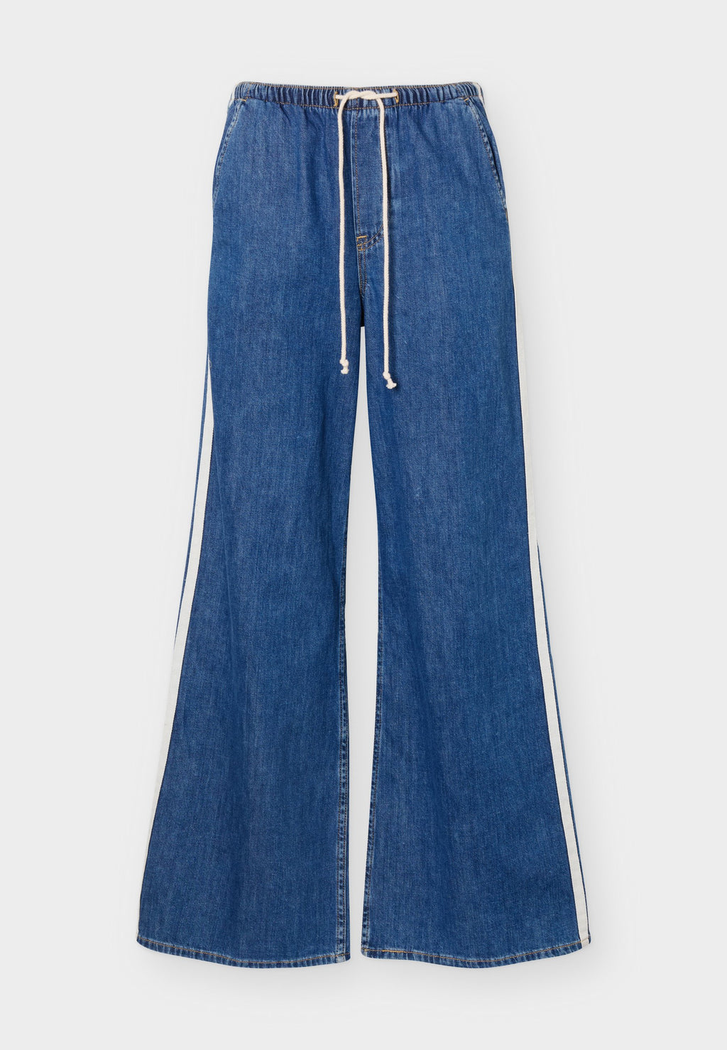SUPERLIGHT SIDE STRIPE - Wide Leg - medium wash