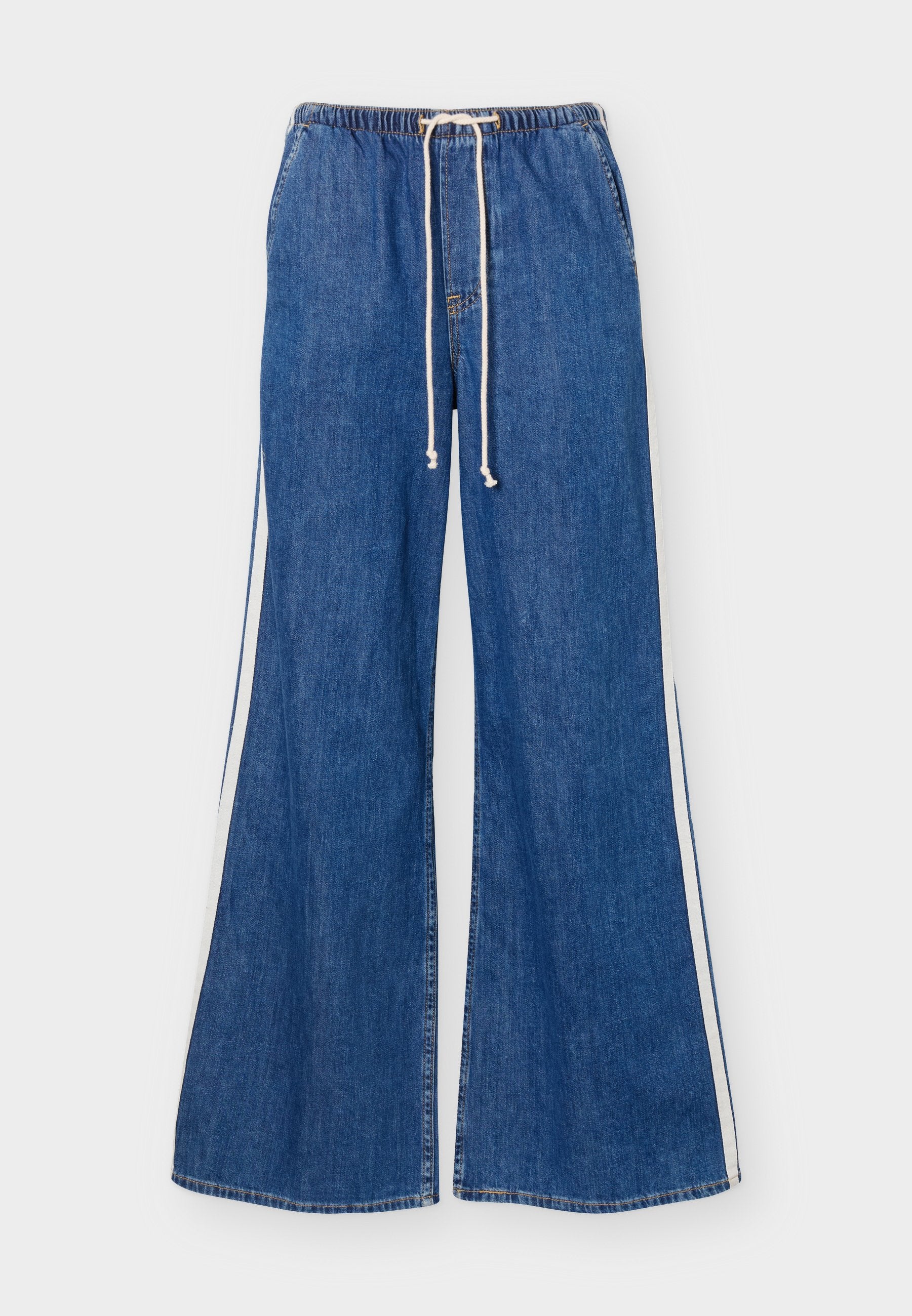 SUPERLIGHT SIDE STRIPE - Wide Leg - medium wash