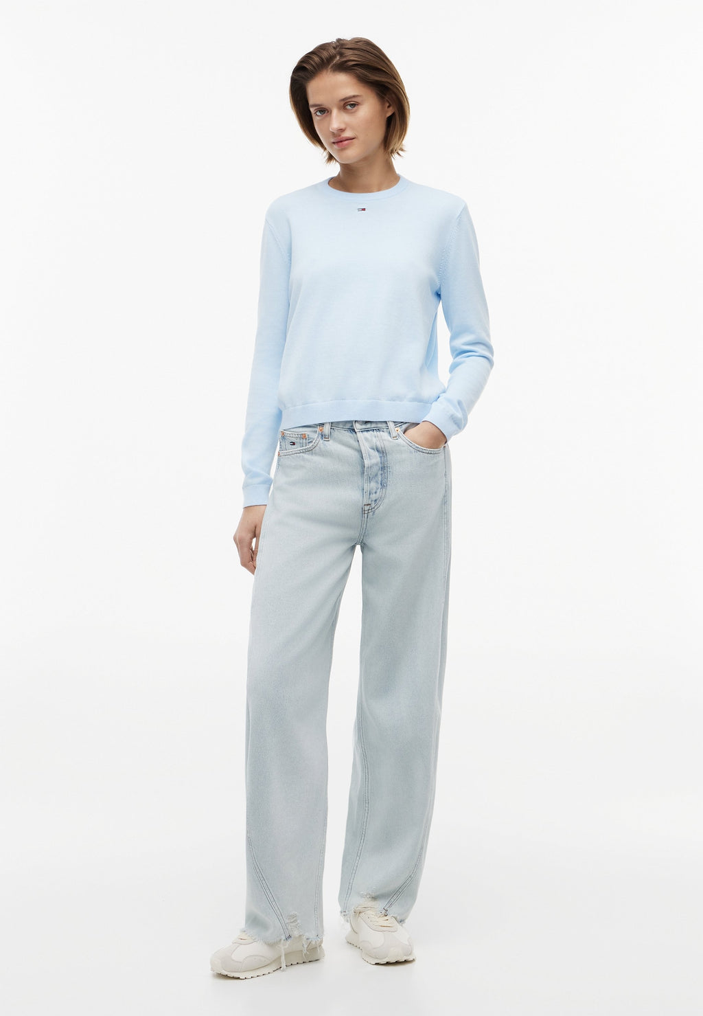 ELLA BARREL CROP - Relaxed fit jeans - denim light