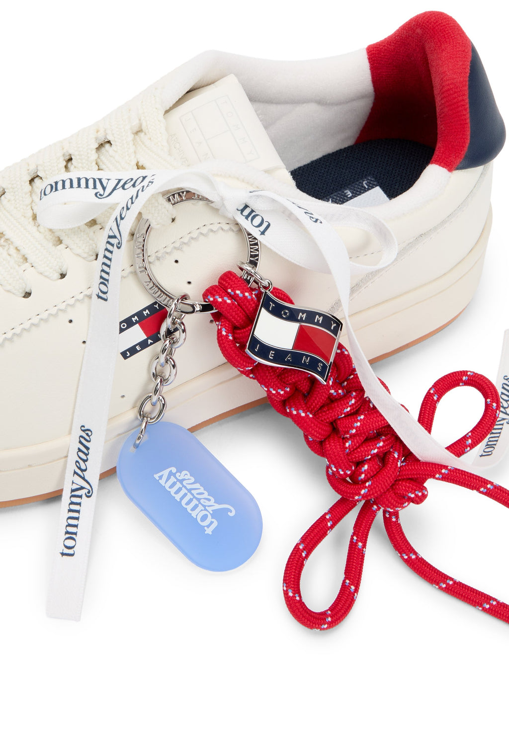 LEATHER ARCHIVE COURT TRAINERS WITH CHARMS - Trainers - ivory/dark night navy
