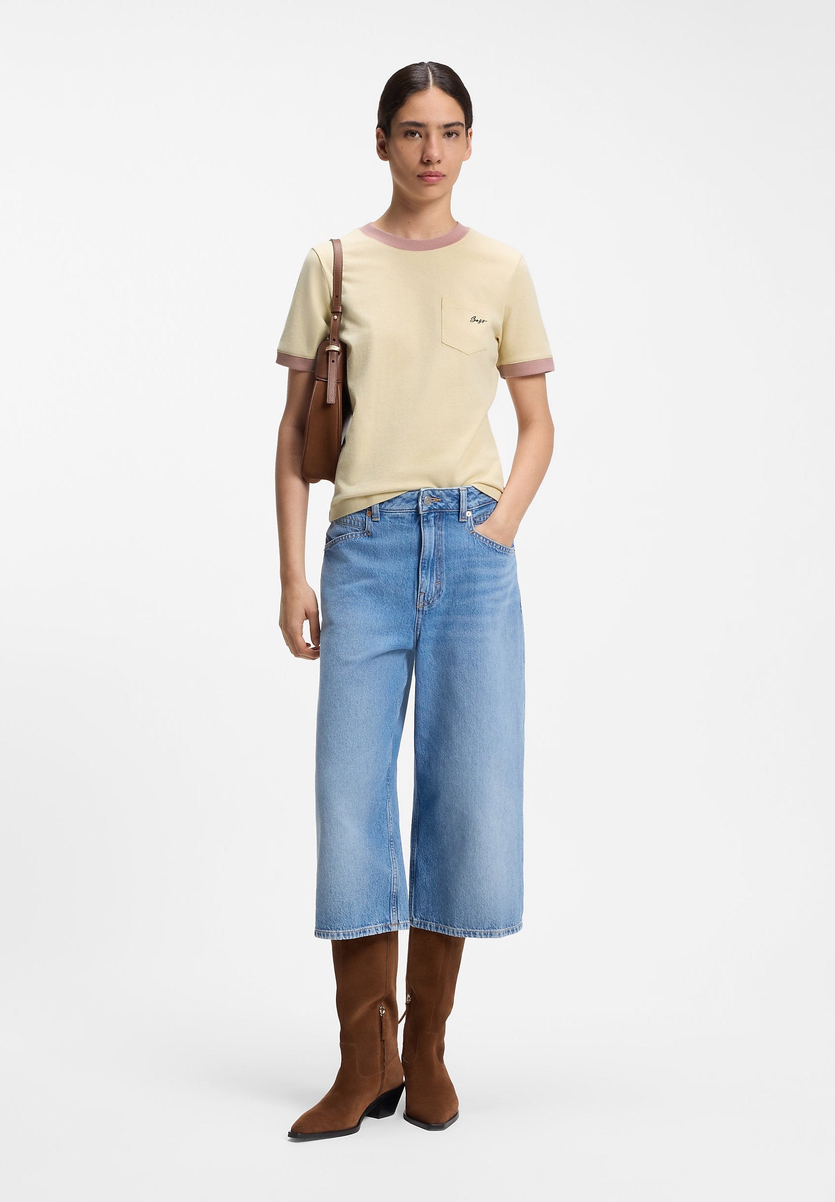 C_EZOE - Basic T-shirt - light/pastel yellow