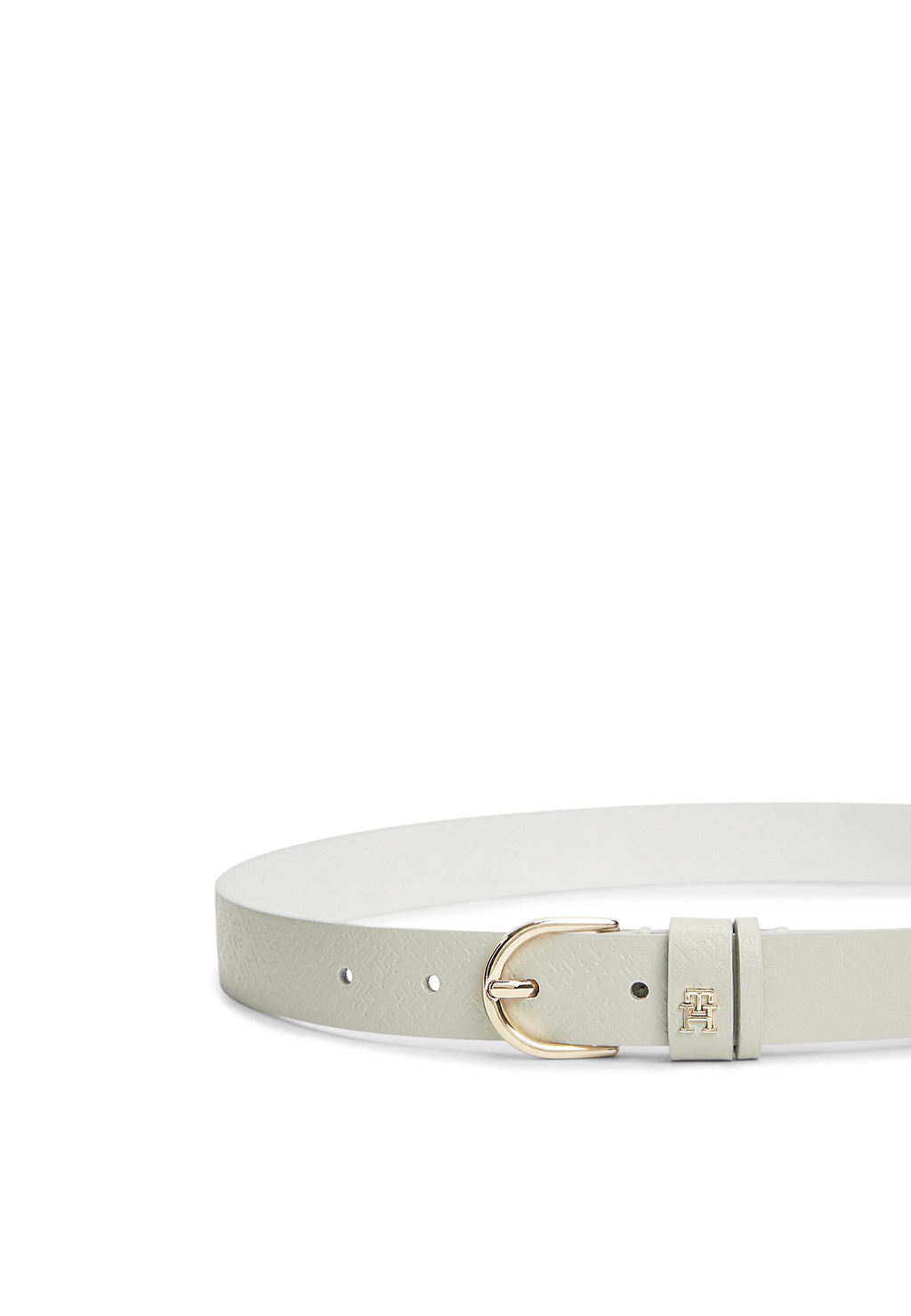ESSENTIAL TH MONOGRAM PLAQUE LEATHER BELT - Belt - soft cream