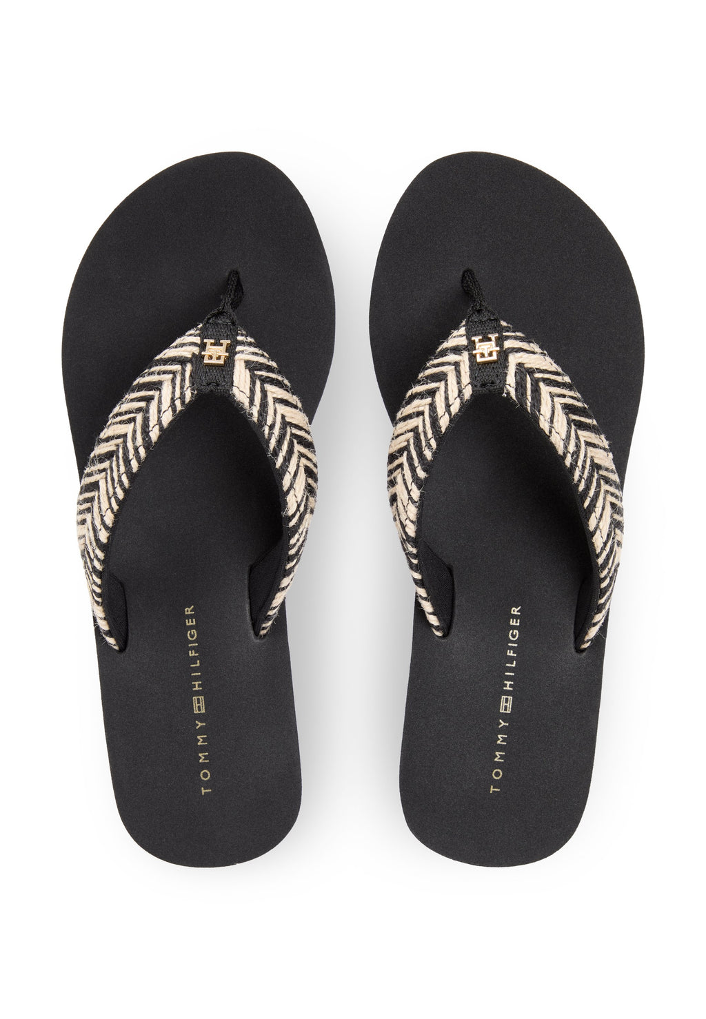 ROPE STRAP WEDGE FLIP-FLOPS - High heeled sandals - black