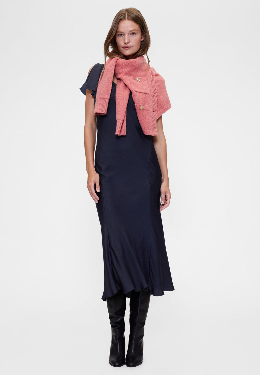 GAPSTUDIO SATIN MIDI DRESS - Cocktail dress / Party dress - navy uniform