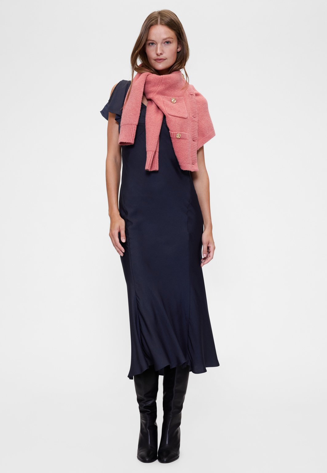 GAPSTUDIO SATIN MIDI DRESS - Cocktail dress / Party dress - navy uniform