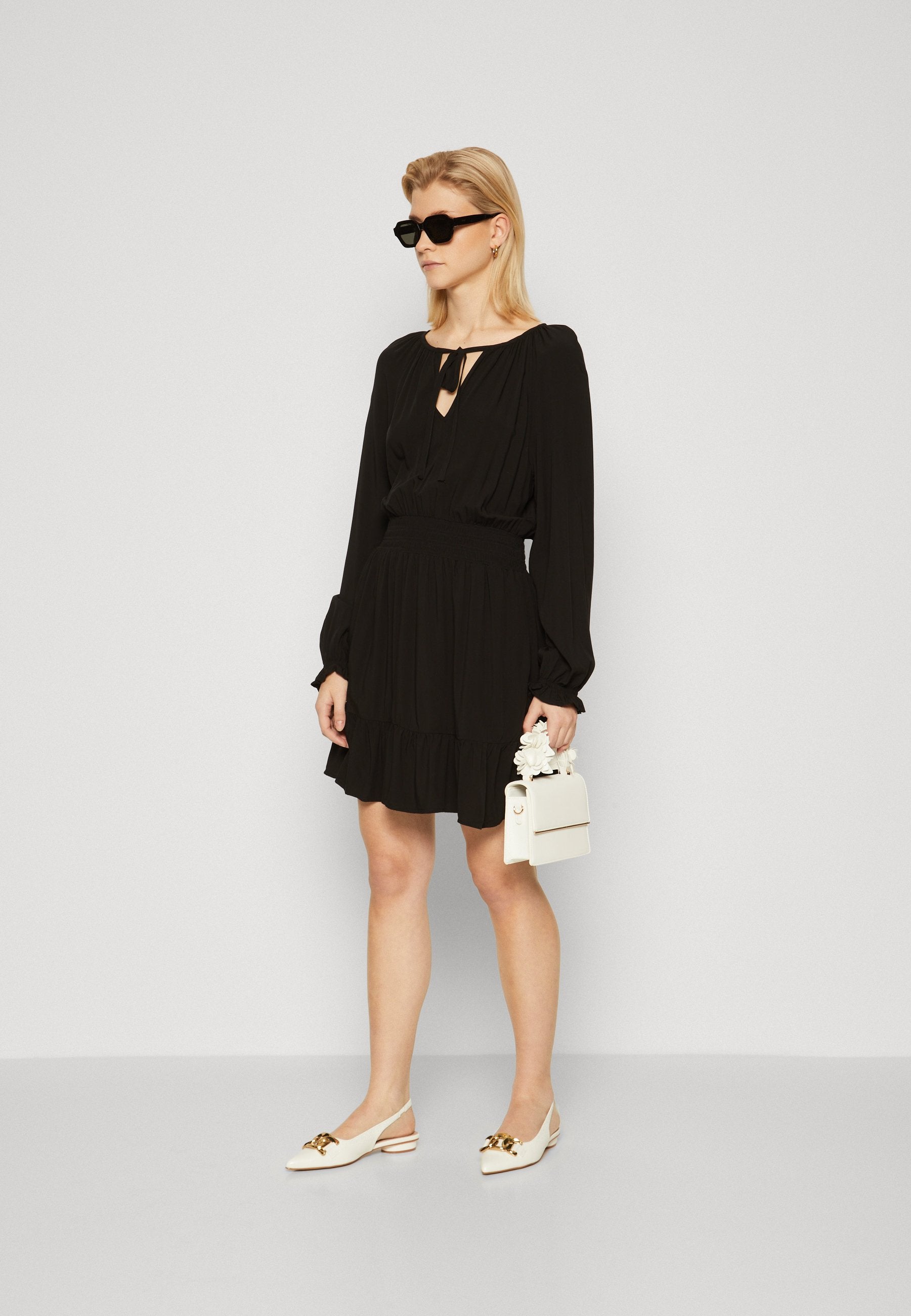 SMOCK WAIST DRESS - Day dress - black