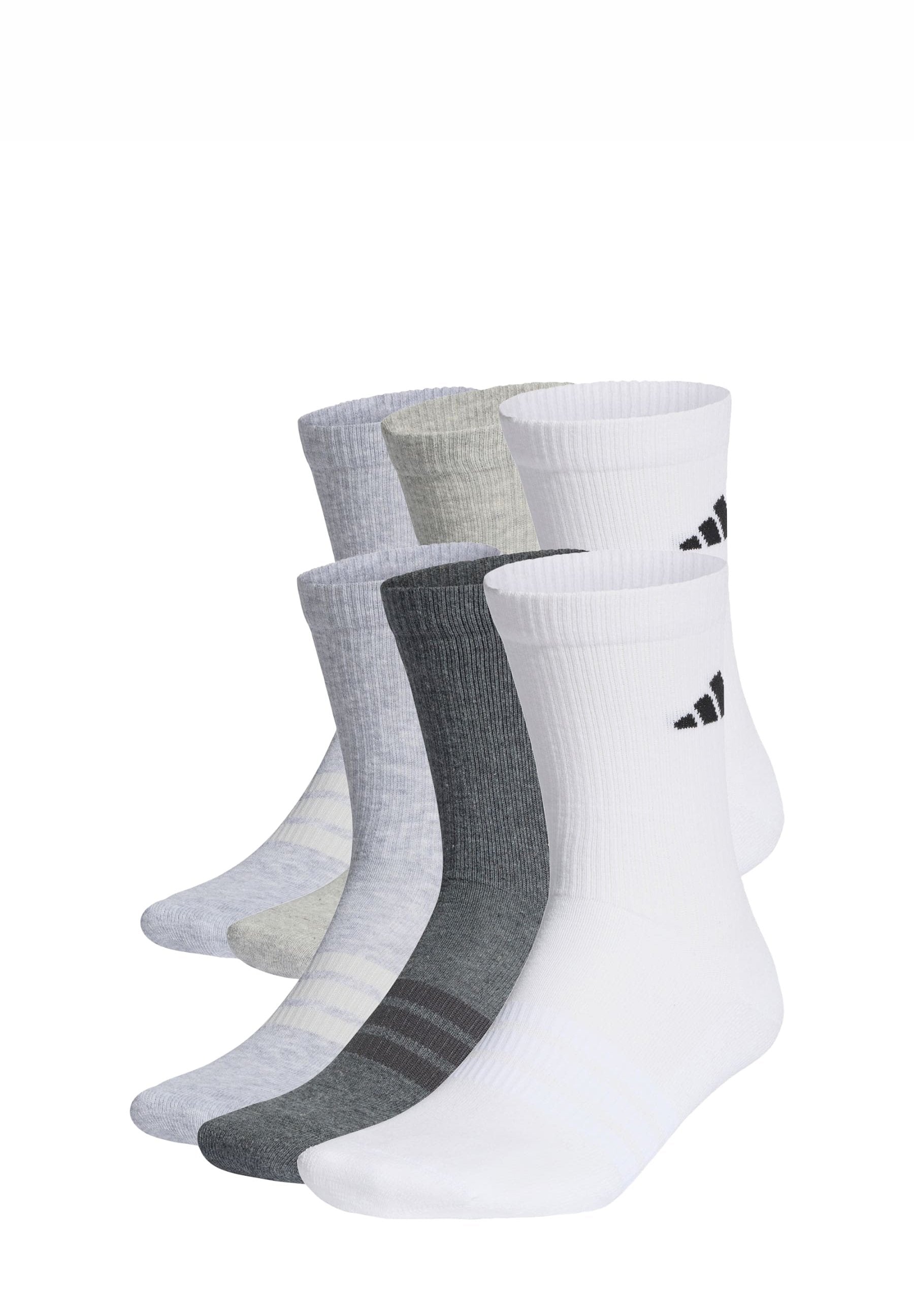 CUSHIONED CREW UNISEX 6 PACK - Sports socks - white/light grey heather/medium grey heather/dark grey heath