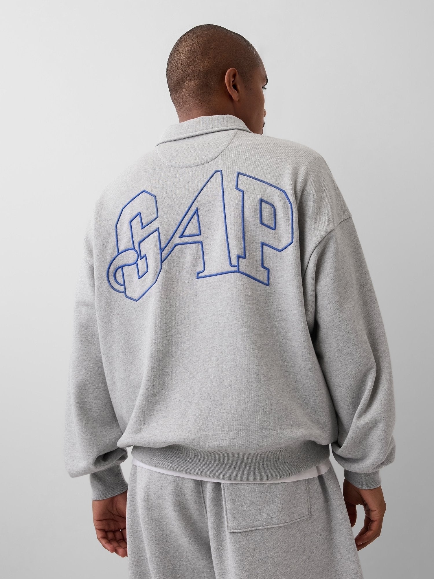 GAP AWAKE NY HEAVYWEIGHT OVERSIZED QUARTER-ZIP PULLOVER - Sweatshirt - light grey heather