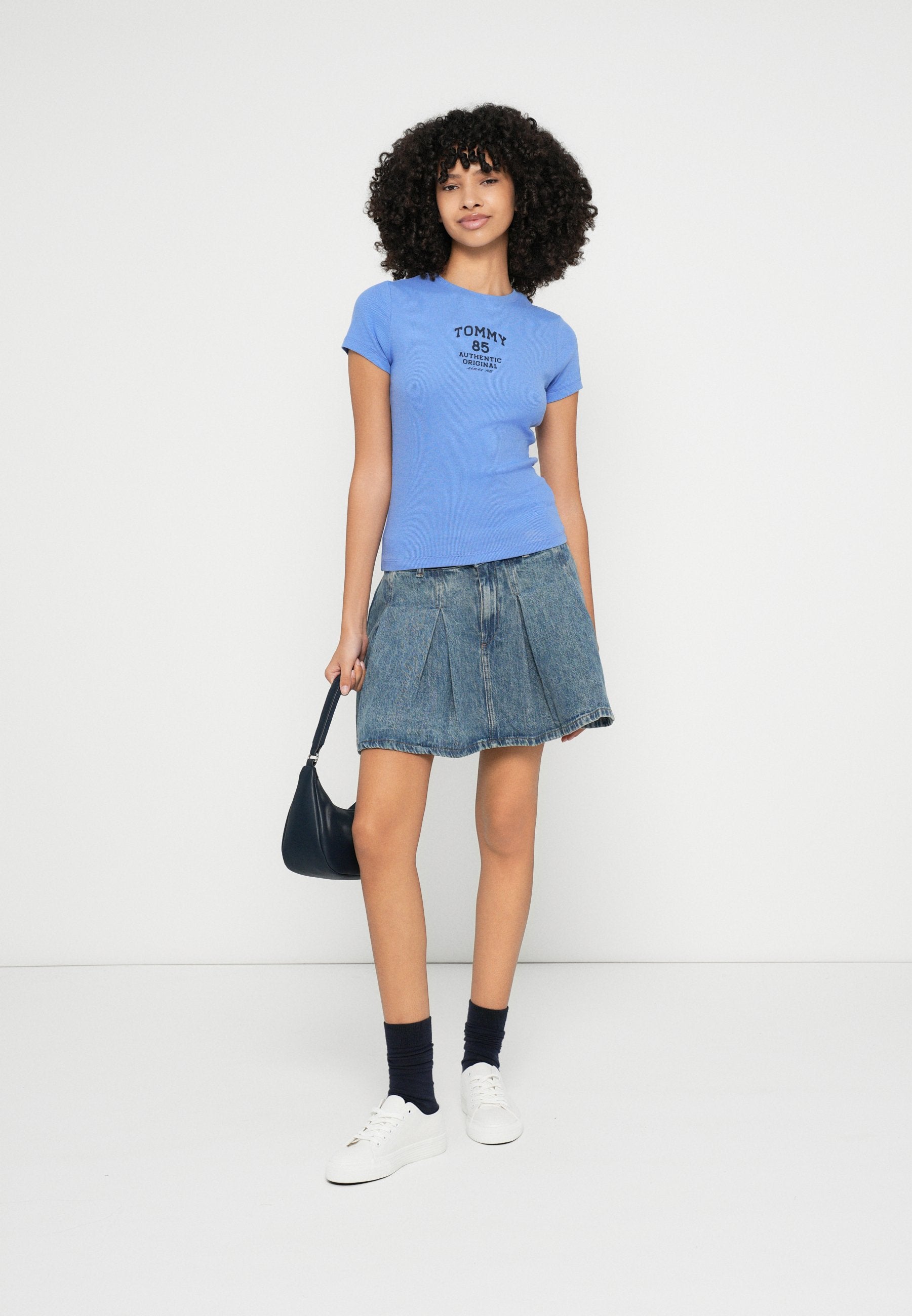 LOGO RIBBED SLIM T-SHIRT - Print T-shirt - light horizon blue