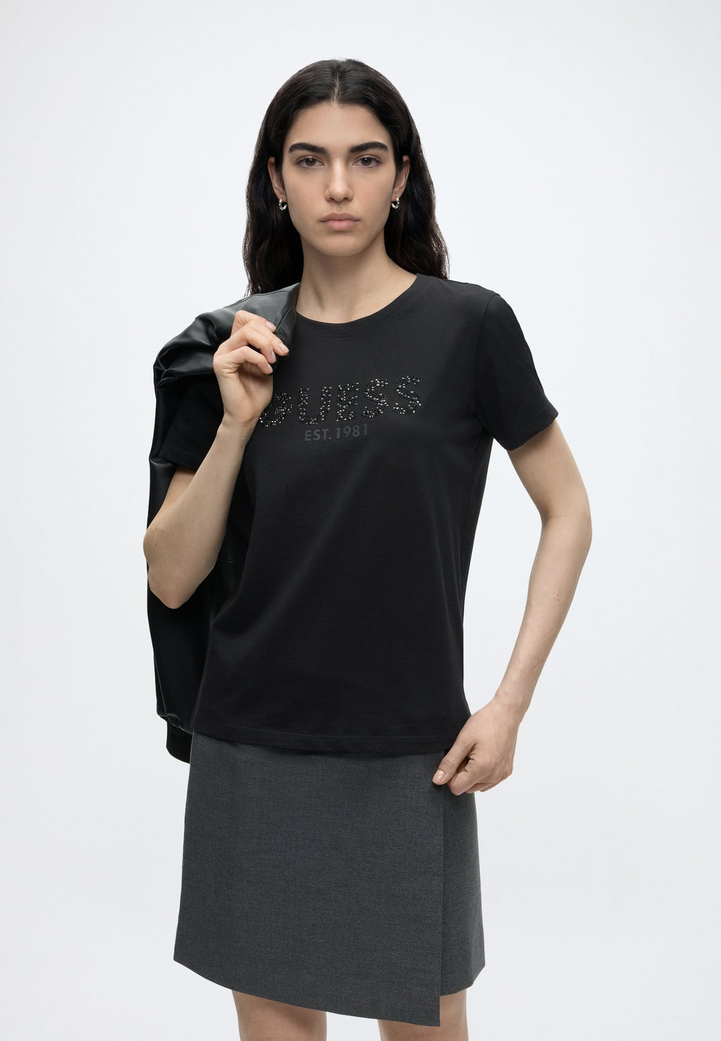 STUDS SCRIPT TEE - Print T-shirt - jet black